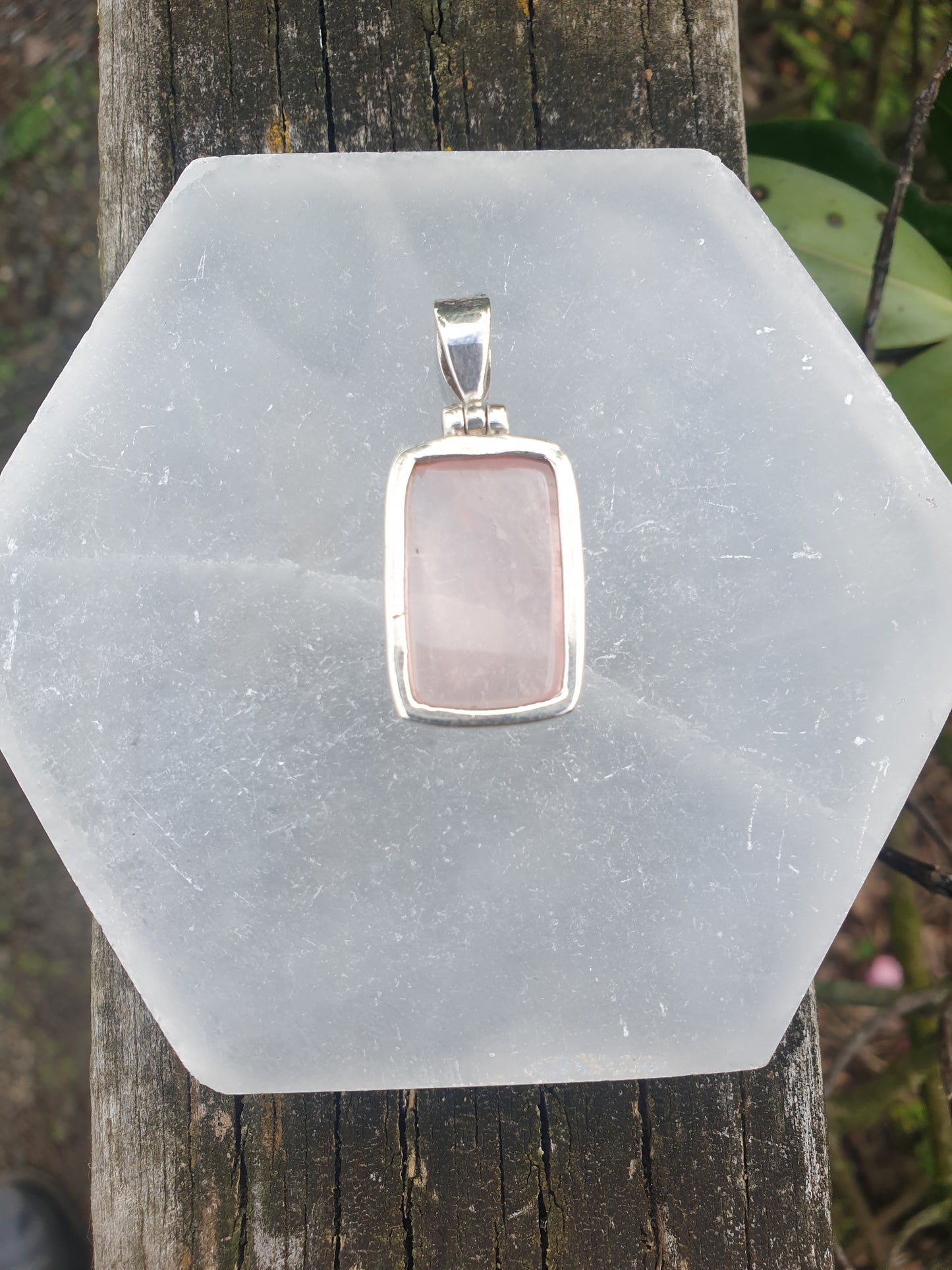 Rose Quartz | Polished Sterling Silver Pendant H