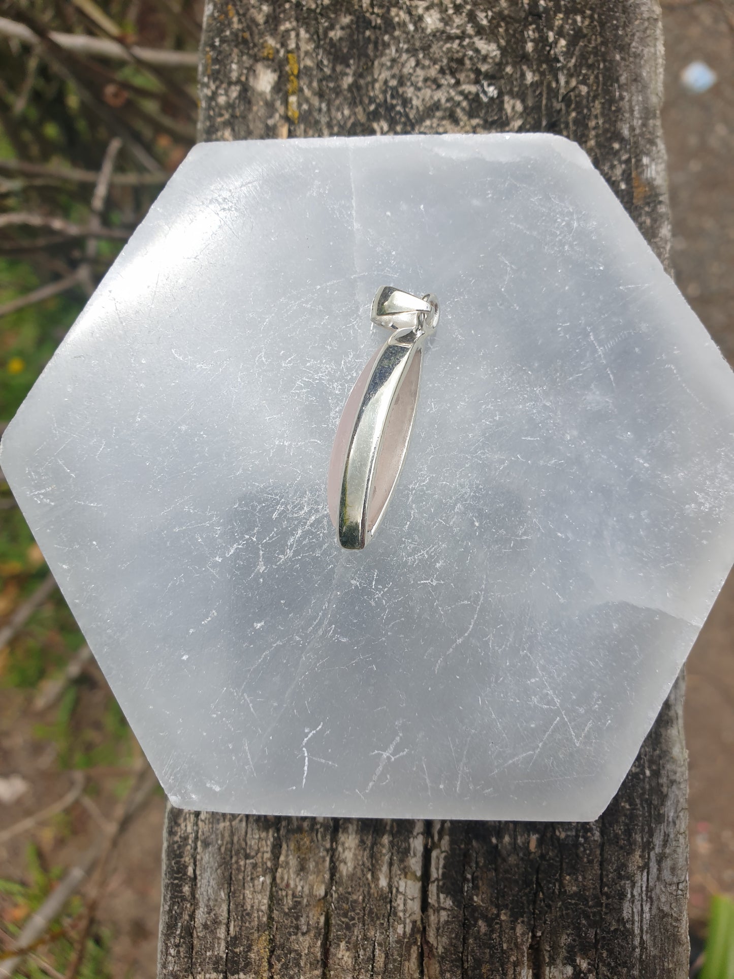 Rose Quartz | Polished Sterling Silver Pendant M