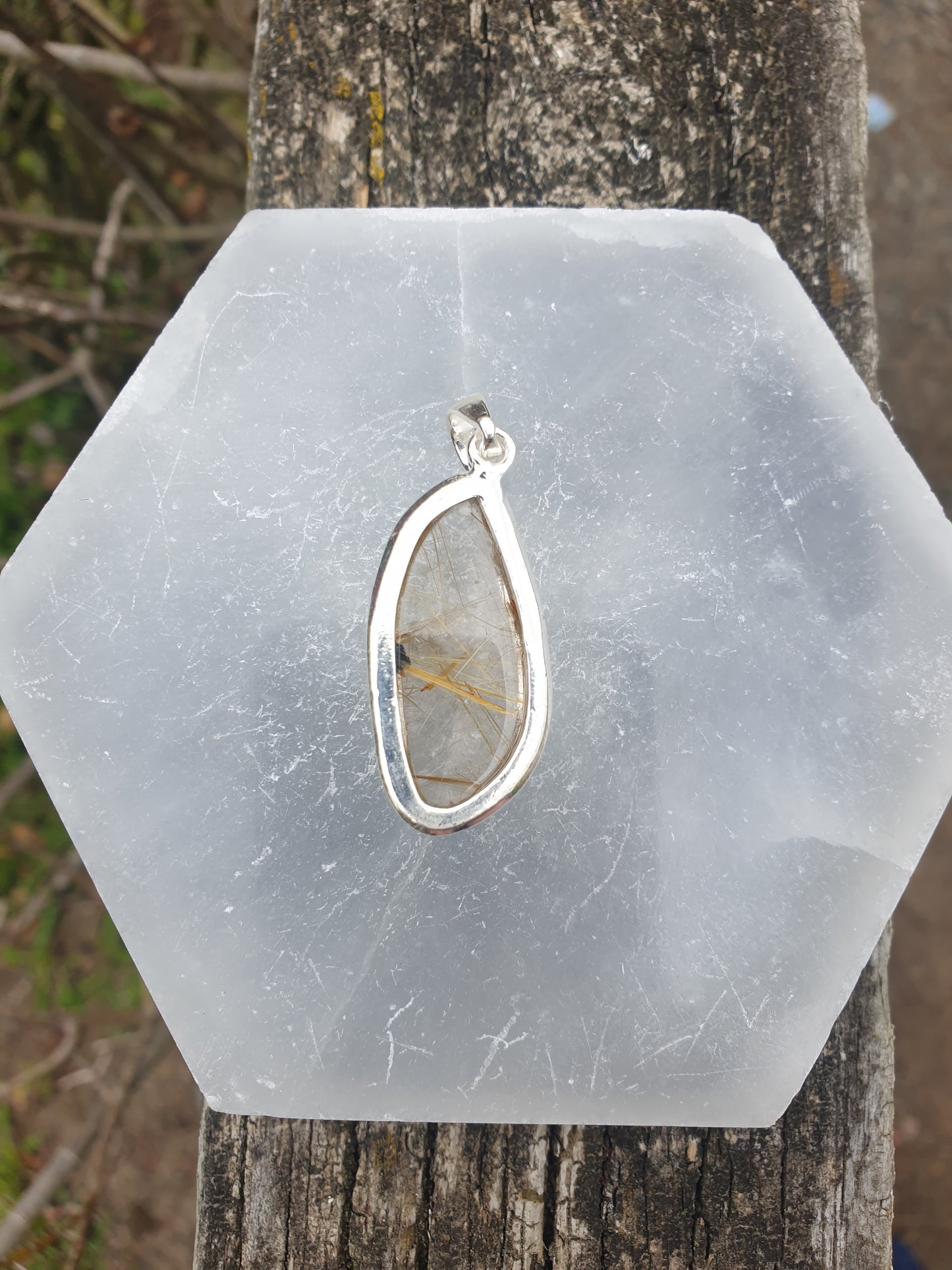 Golden Rutile | Polished Sterling Silver Pendant A