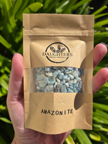 Amazonite Crystal Chip 100 gms Bag