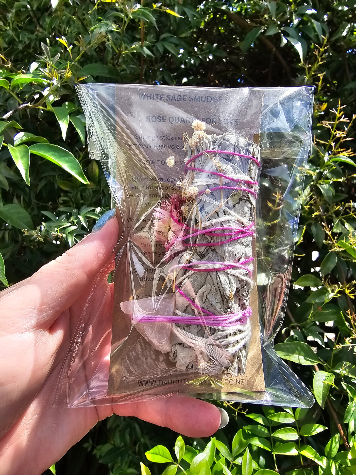 White Sage Smudge Stick Small 4inch | Rose Quartz For Love