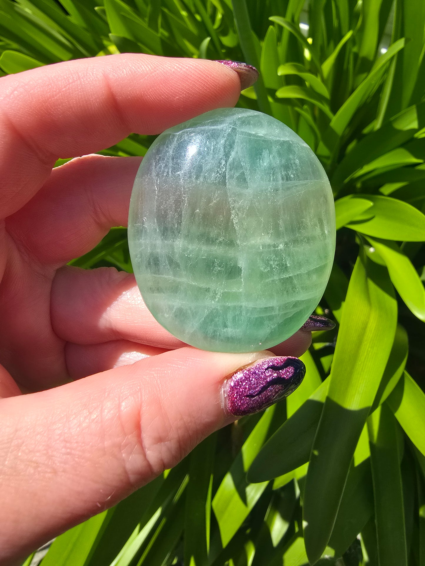 Green Fluorite Palm Stone Small