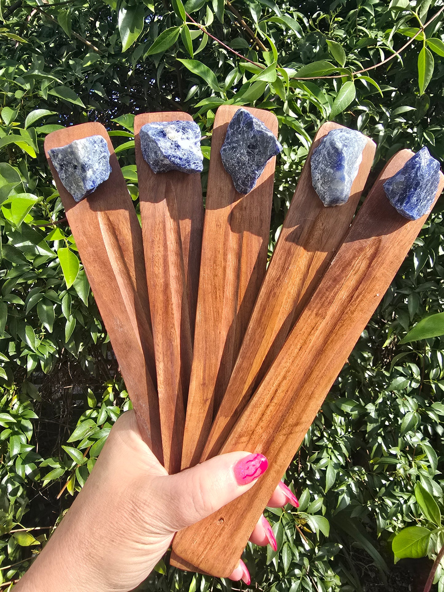 Sodalite Rough | Wooden Incense Holder