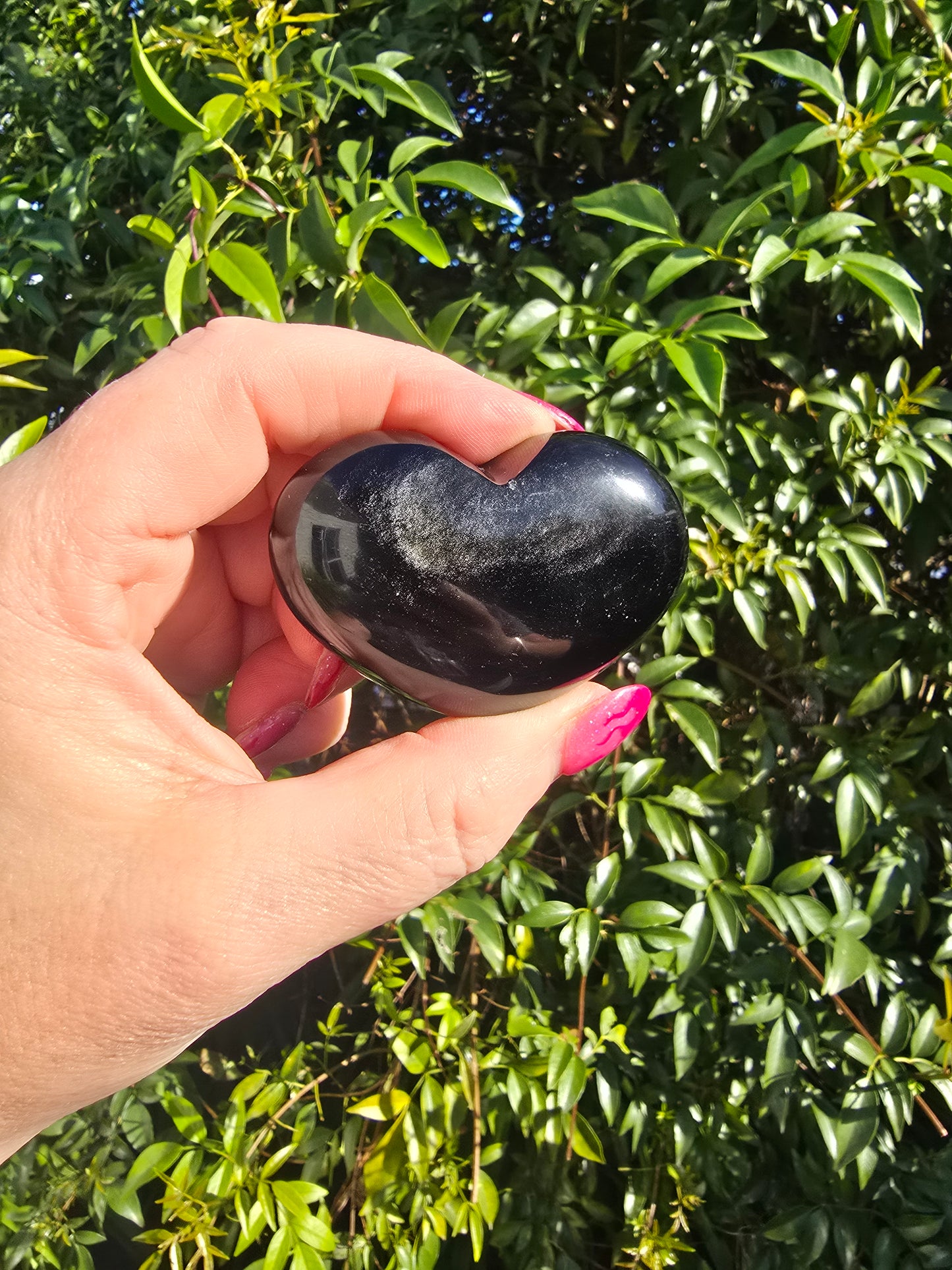 Silver Sheen Obsidian Heart D