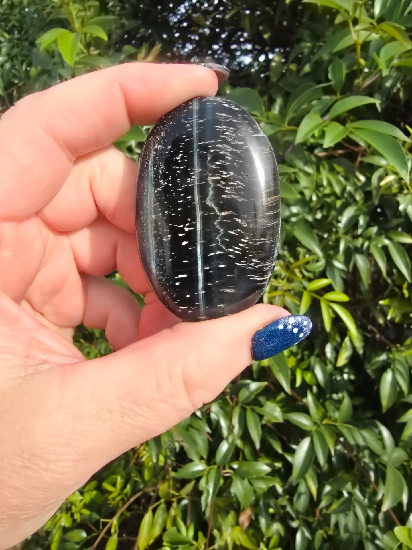 Blue Tigers Eye Palm Stone D