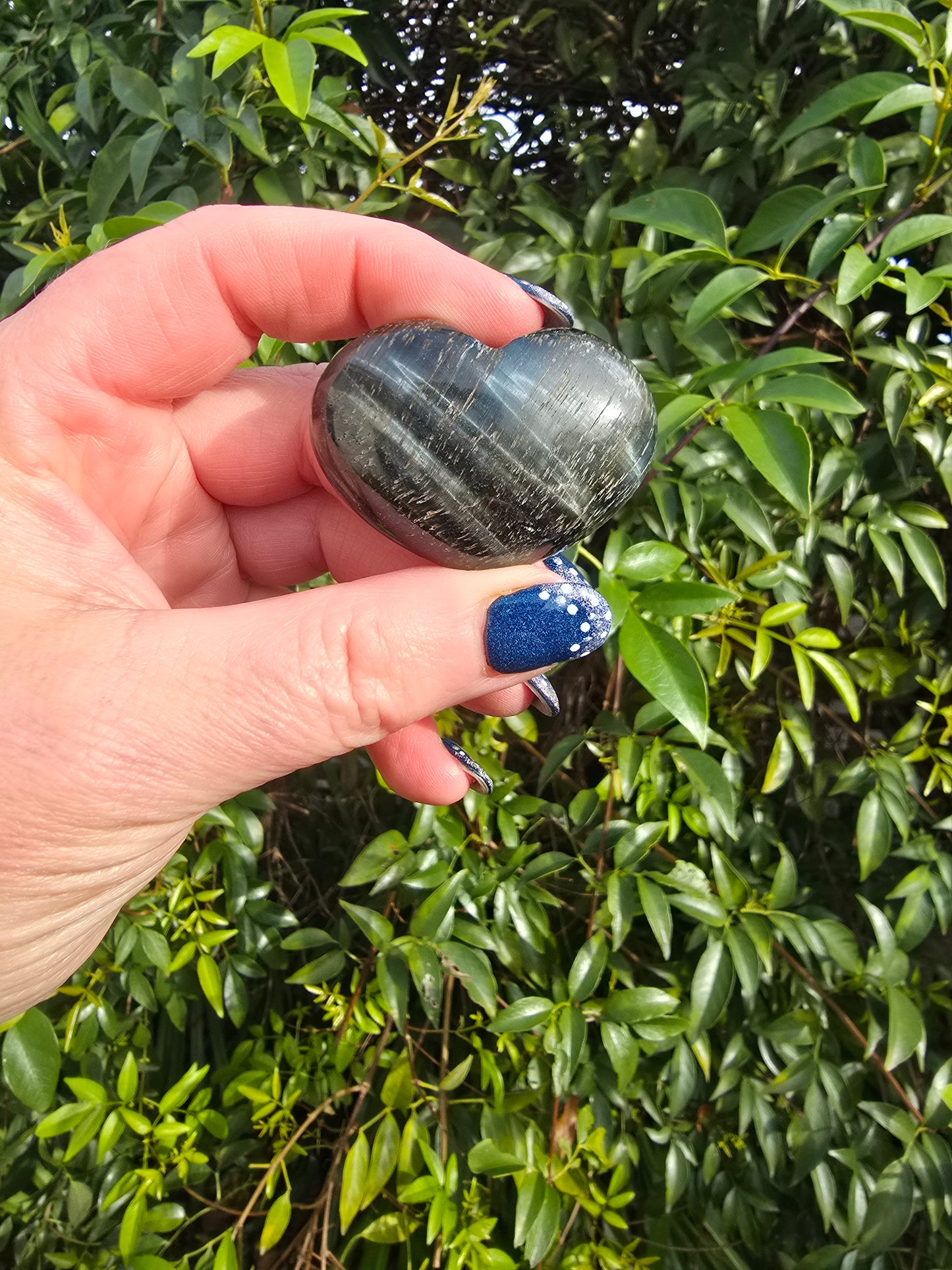 Blue Tigers Eye Heart Small