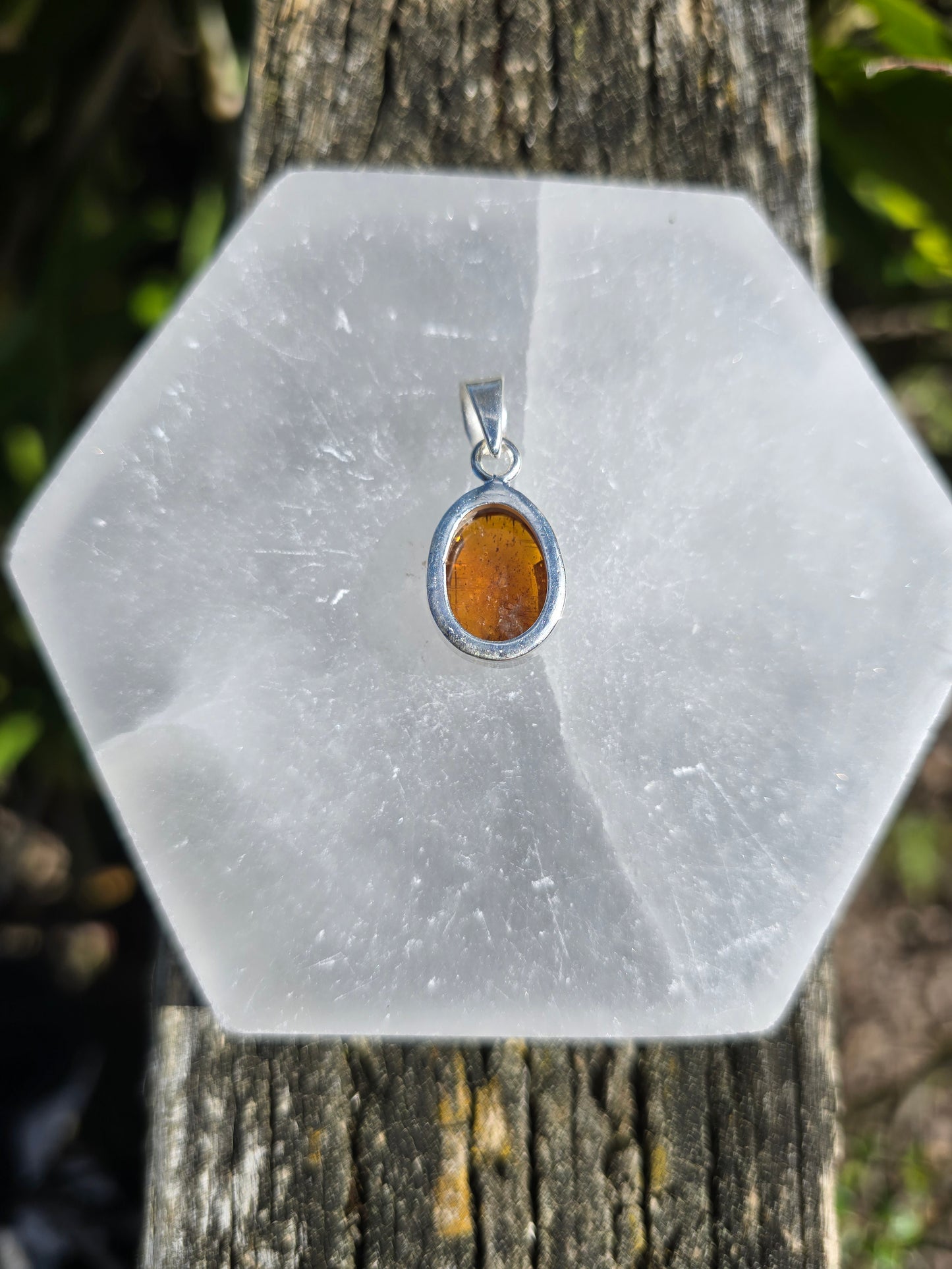 Orange Kyanite | Rose Cut Sterling Silver Pendant B