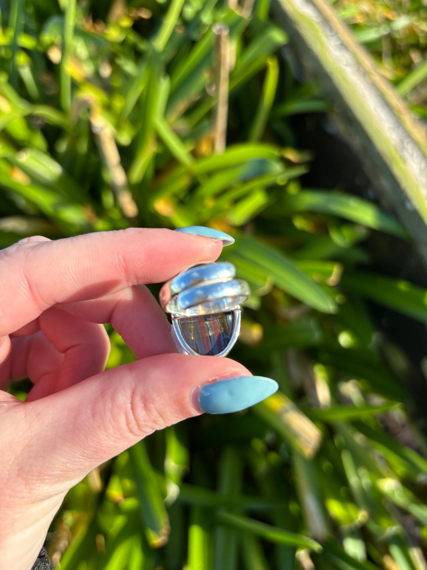 Tigers Iron | Polished Sterling Silver Adjustable Ring A