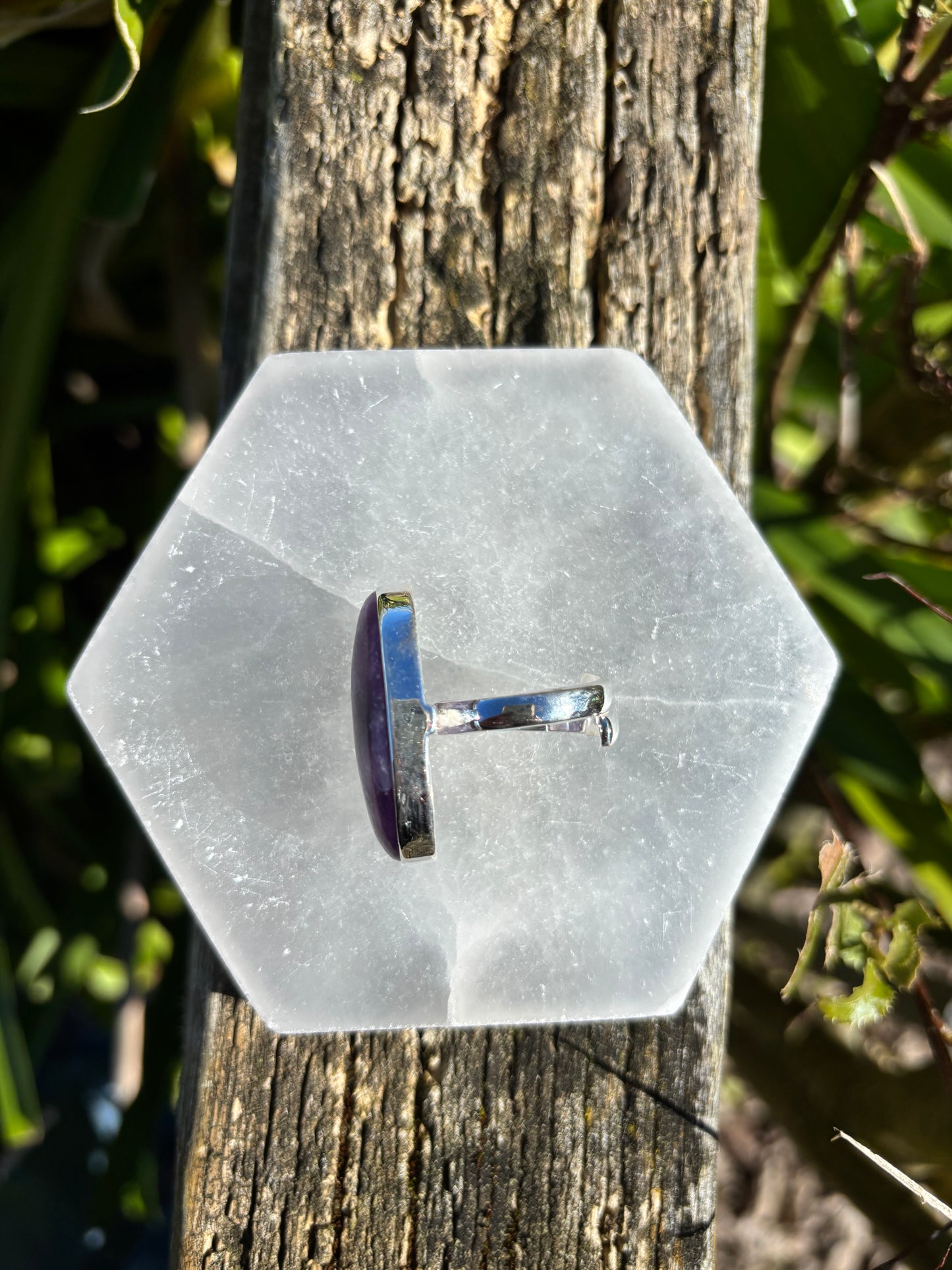 Lepidolite | Polished Sterling Silver Adjustable Ring B