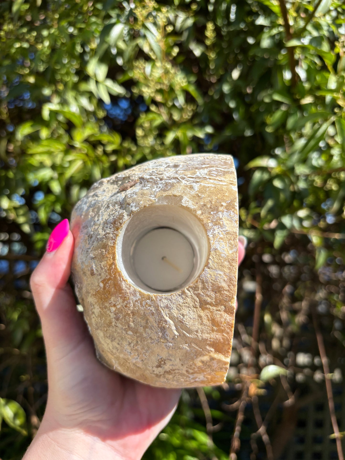 Natural Agate Geode Candle Holder A
