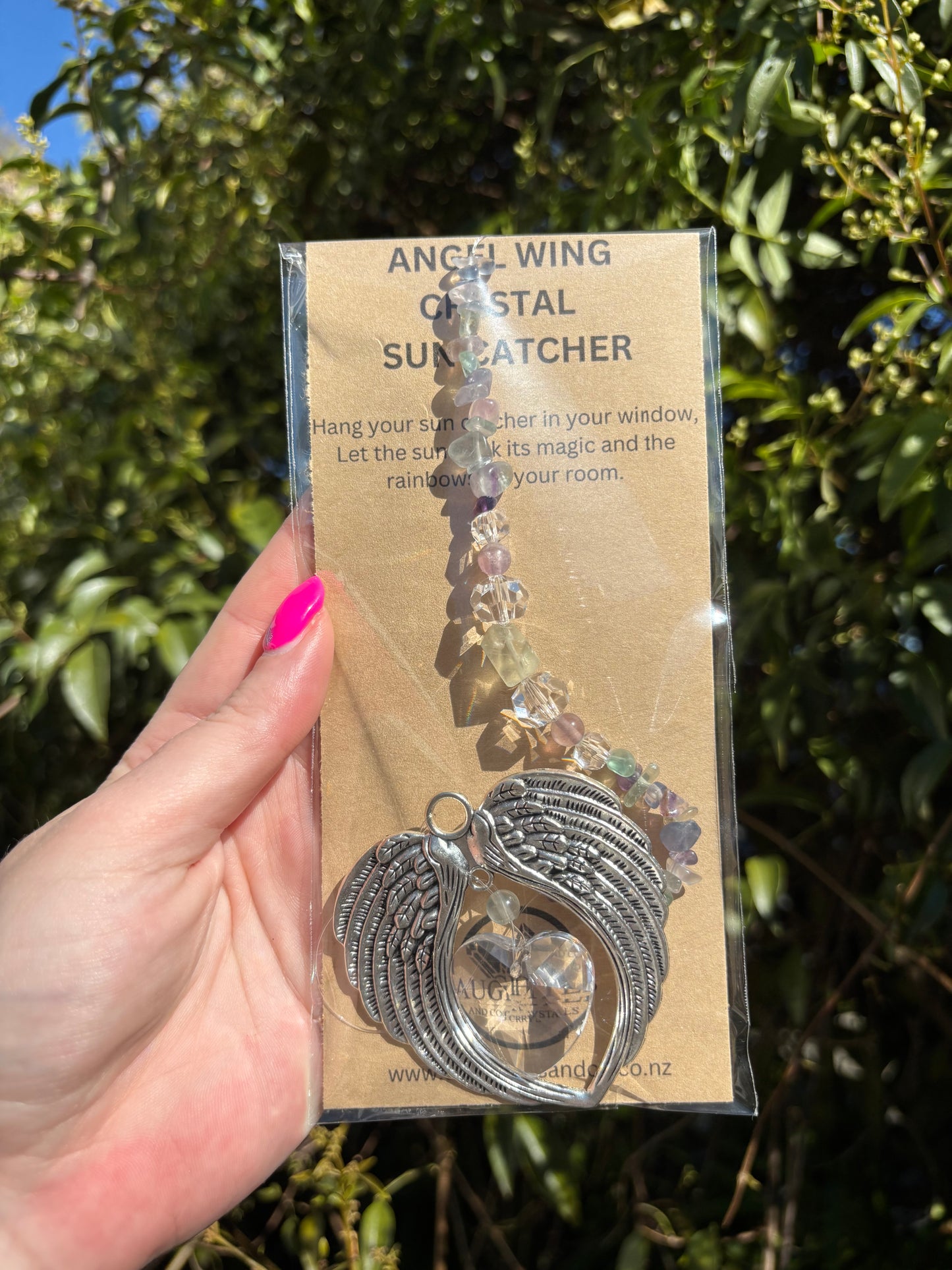 Rainbow Fluorite | Angel Wing Heart Sun Catcher
