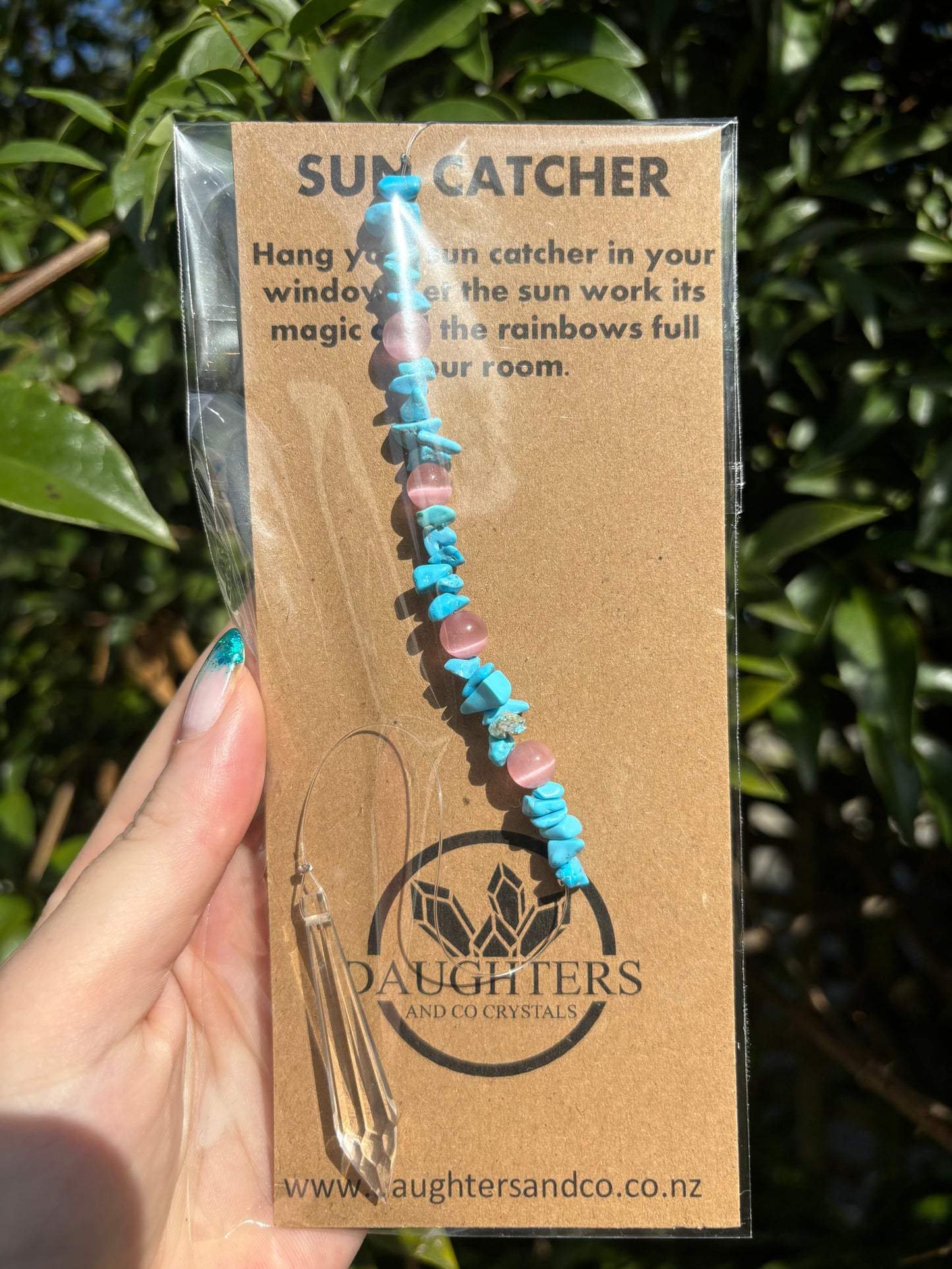 Blue Howlite & Pink Cats Eye | Point Sun Catcher