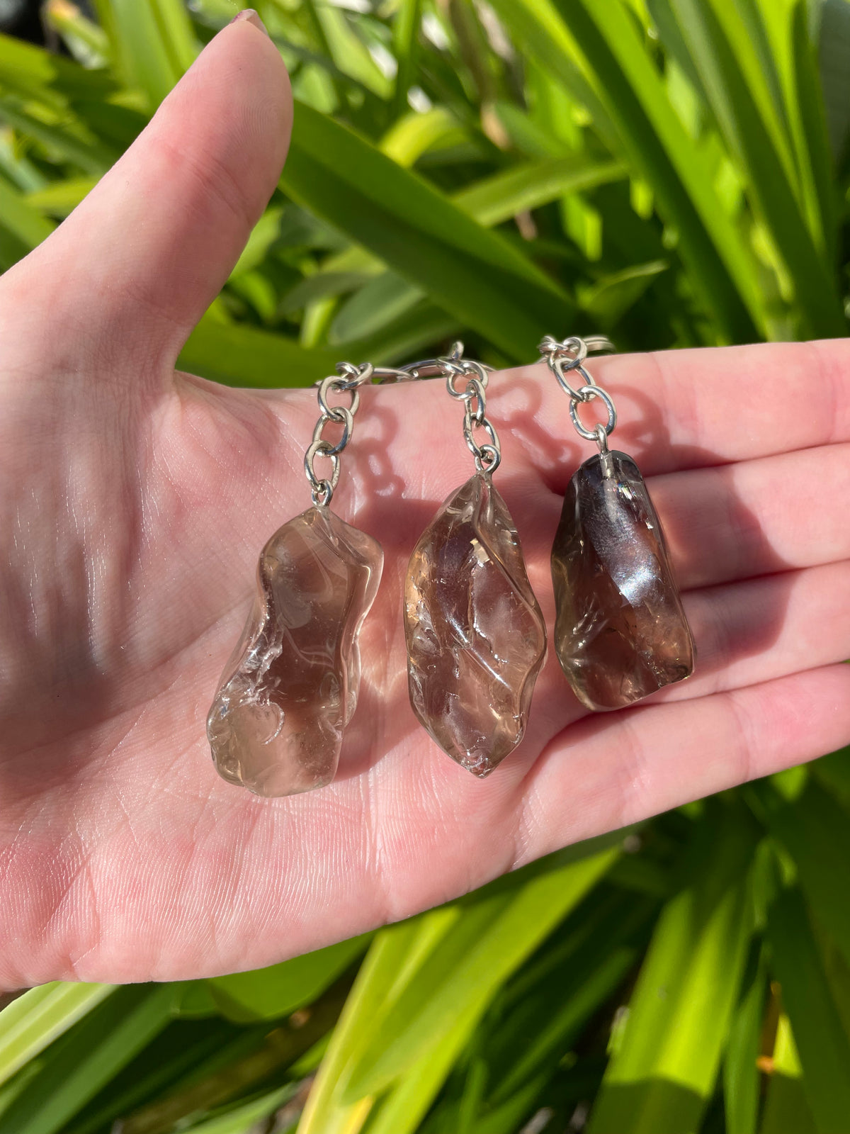 Smoky Quartz Tumbled Crystal Keyring