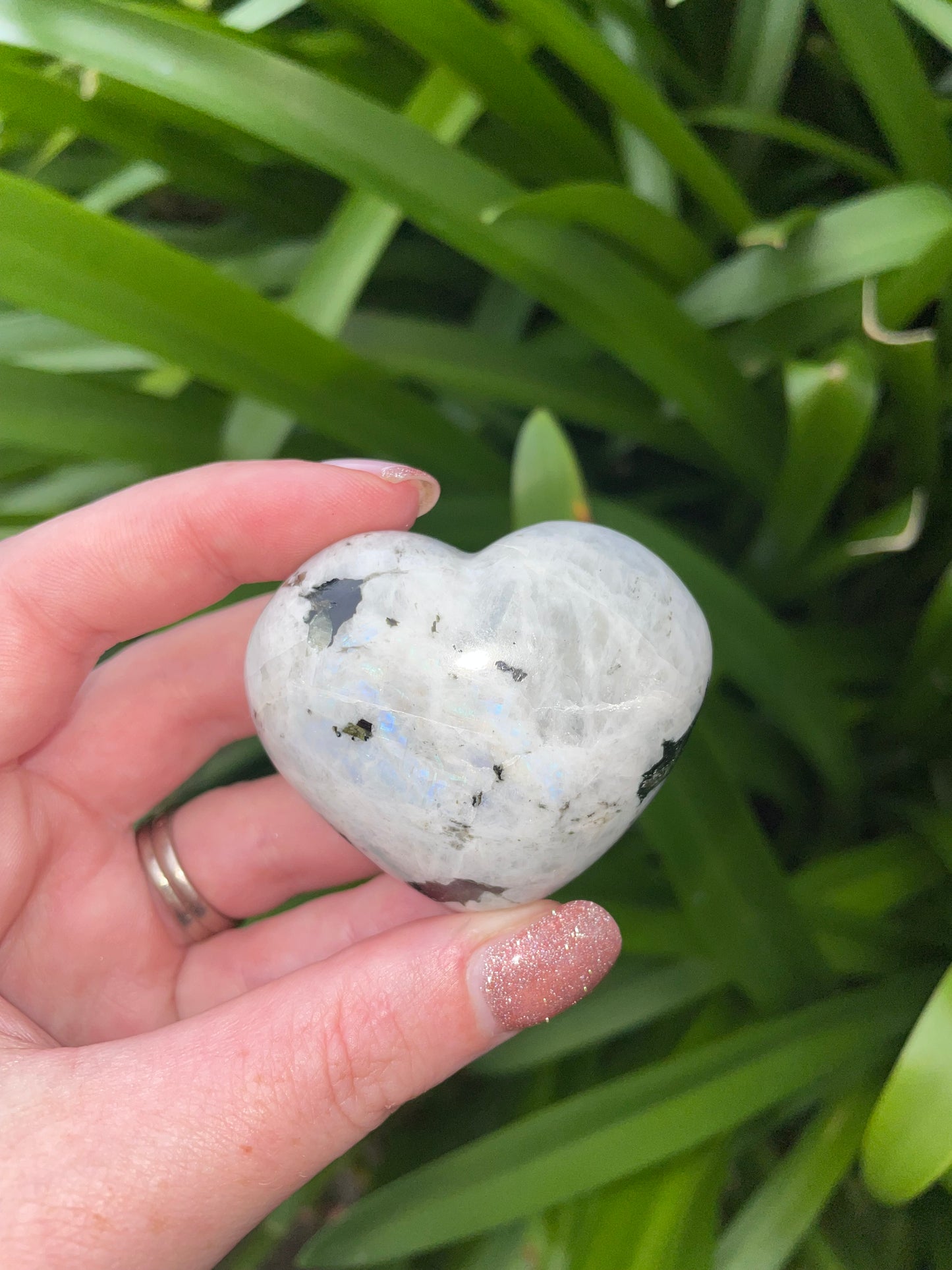 Rainbow Moonstone Heart D