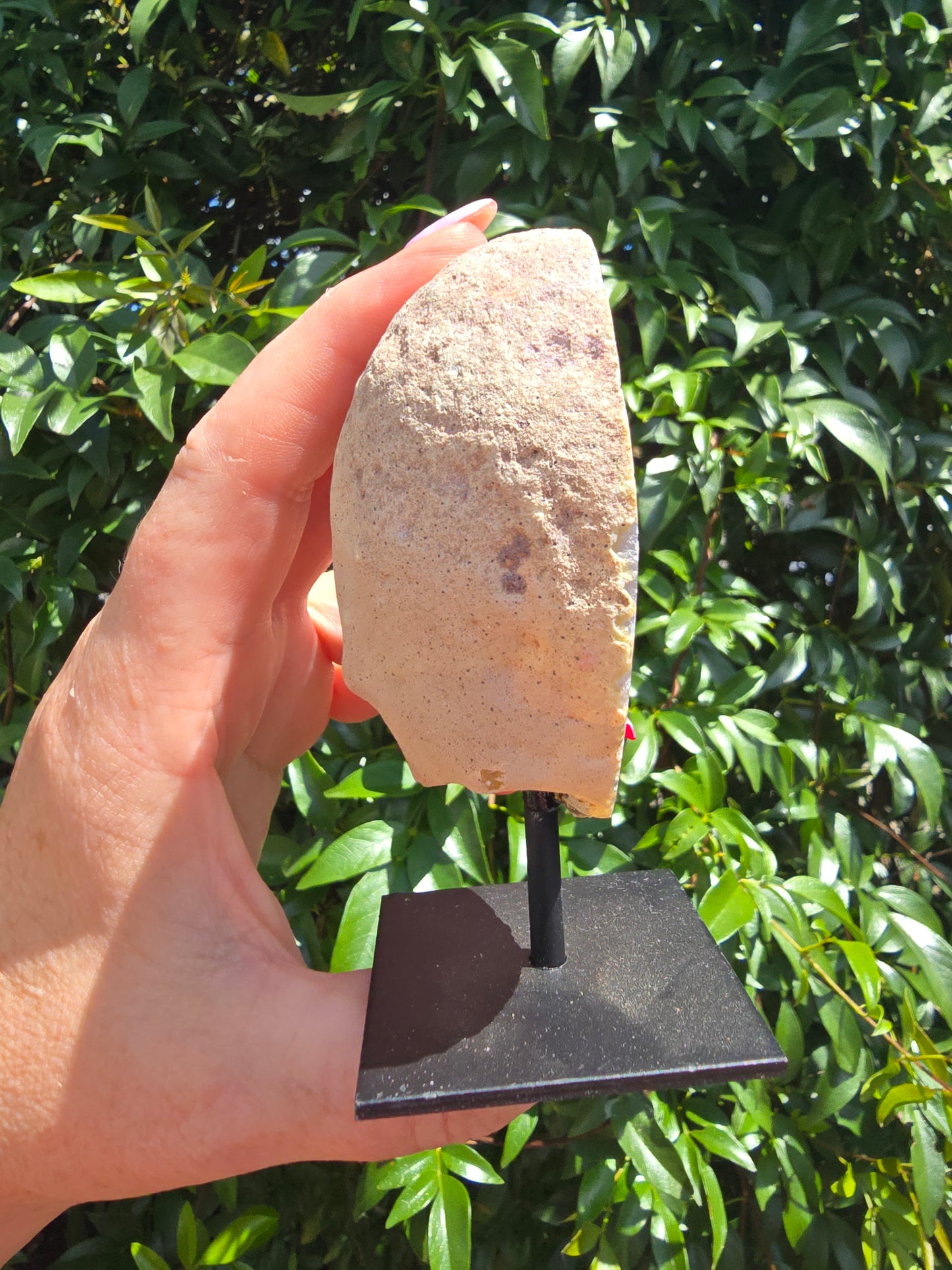 Natural Agate Geode On Metal Stand D
