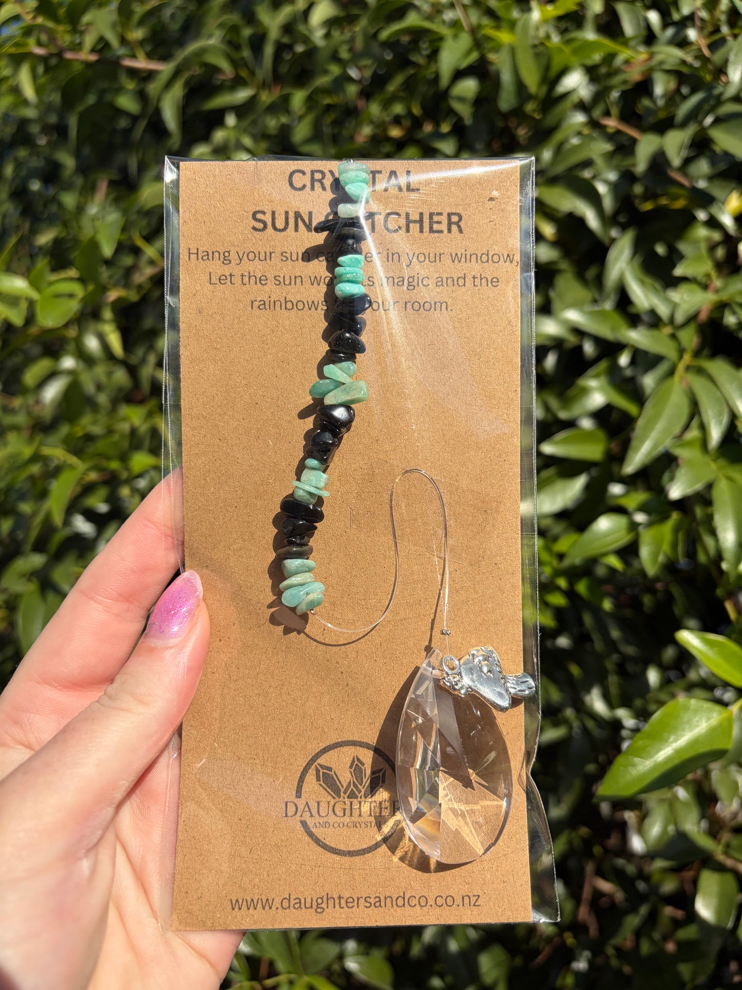 Amazonite & Black Obsidian | Tear Drop Sun Catcher
