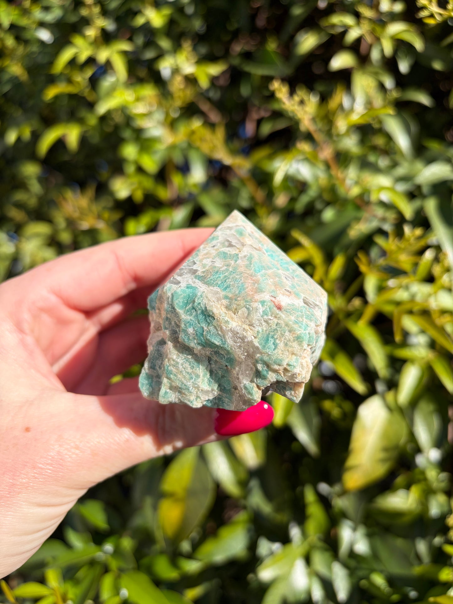 Amazonite & Smoky Quartz Semi Polished Point A