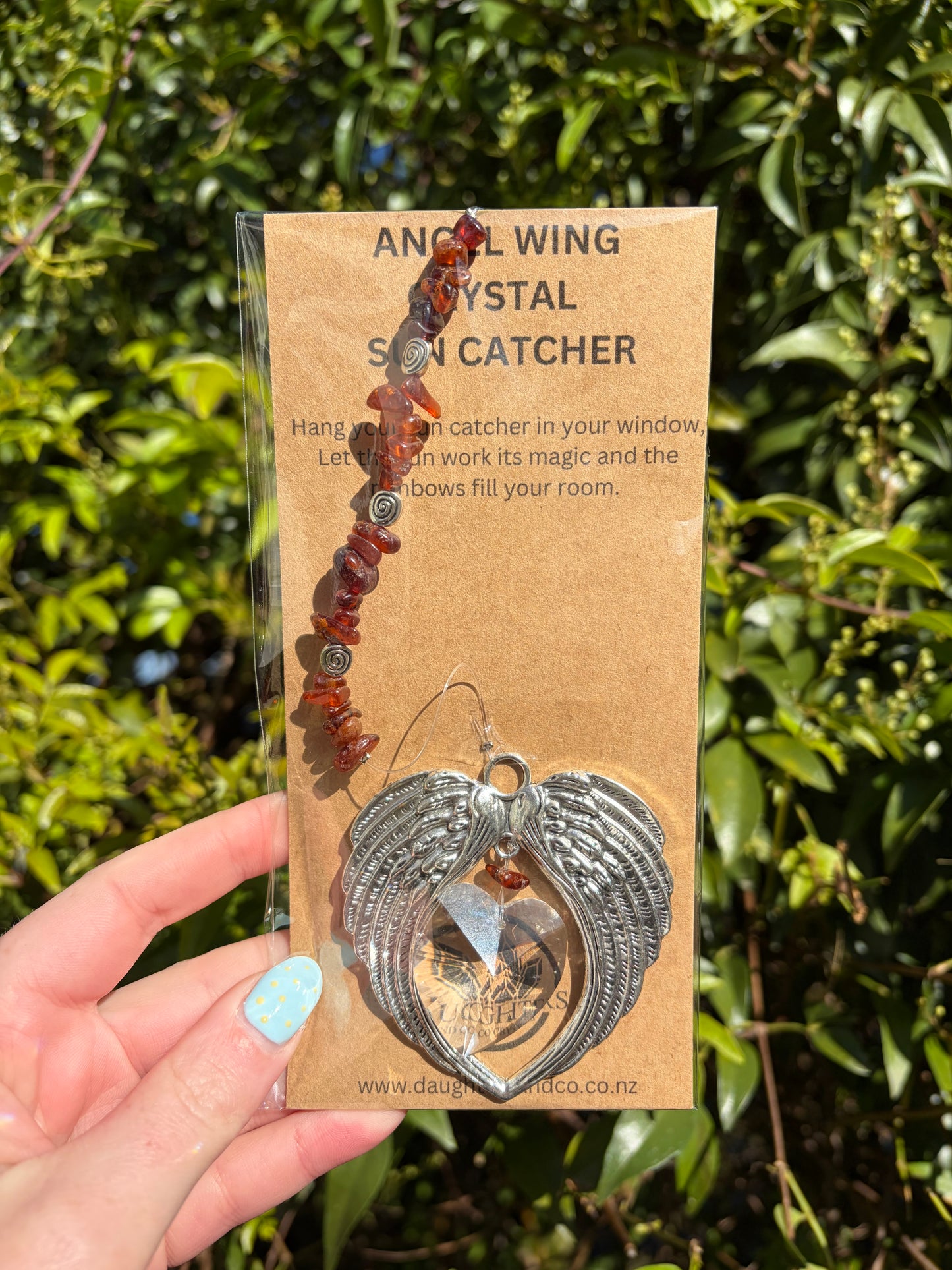 Amber | Angel Wing Heart Sun Catcher