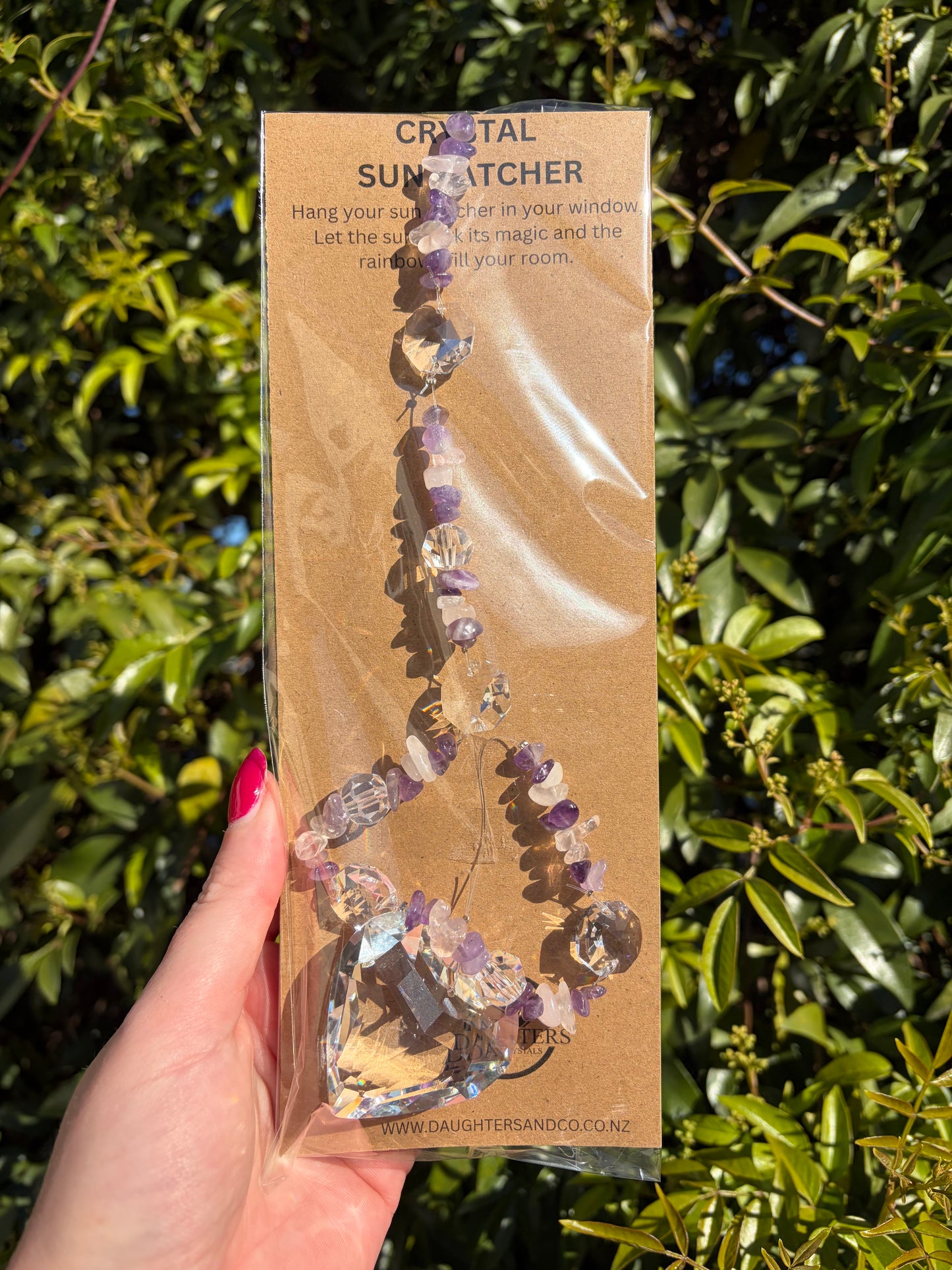 Amethyst & Rose Quartz | Large Heart Sun Catcher