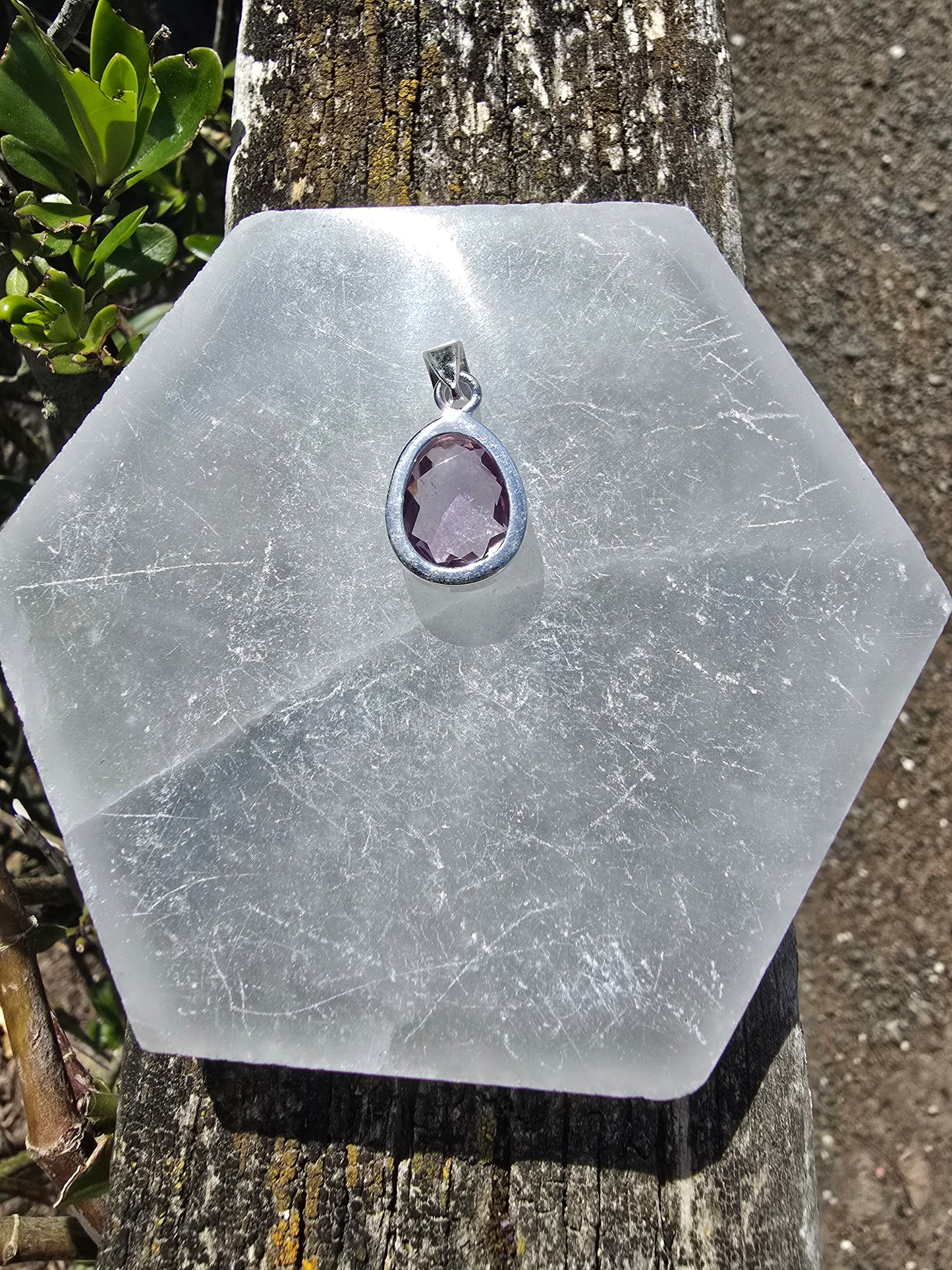 Amethyst | Rose Cut Sterling Silver Pendant A