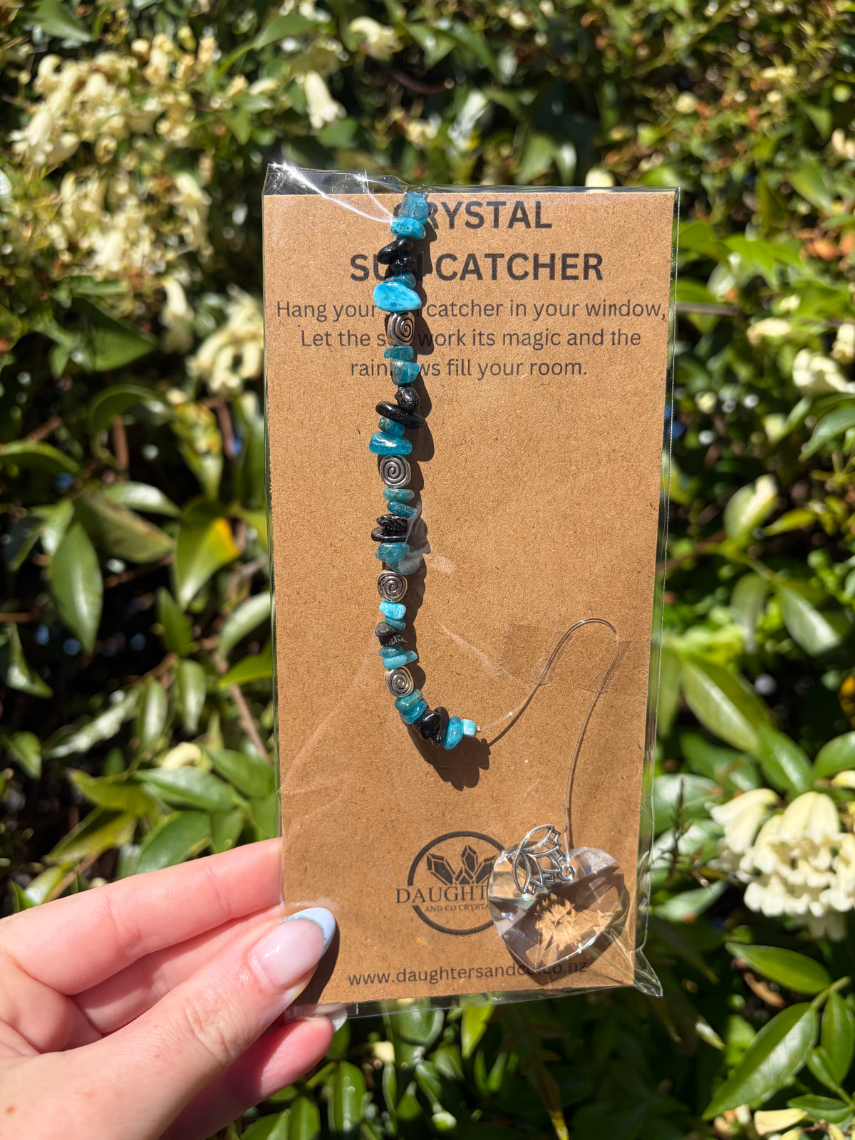 Apatite & Black Tourmaline | Heart Sun Catcher