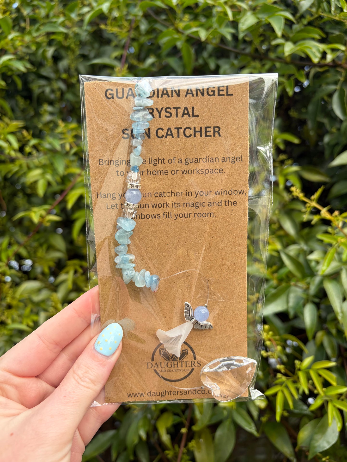 Aquamarine | Guardian Angel Heart Sun Catcher