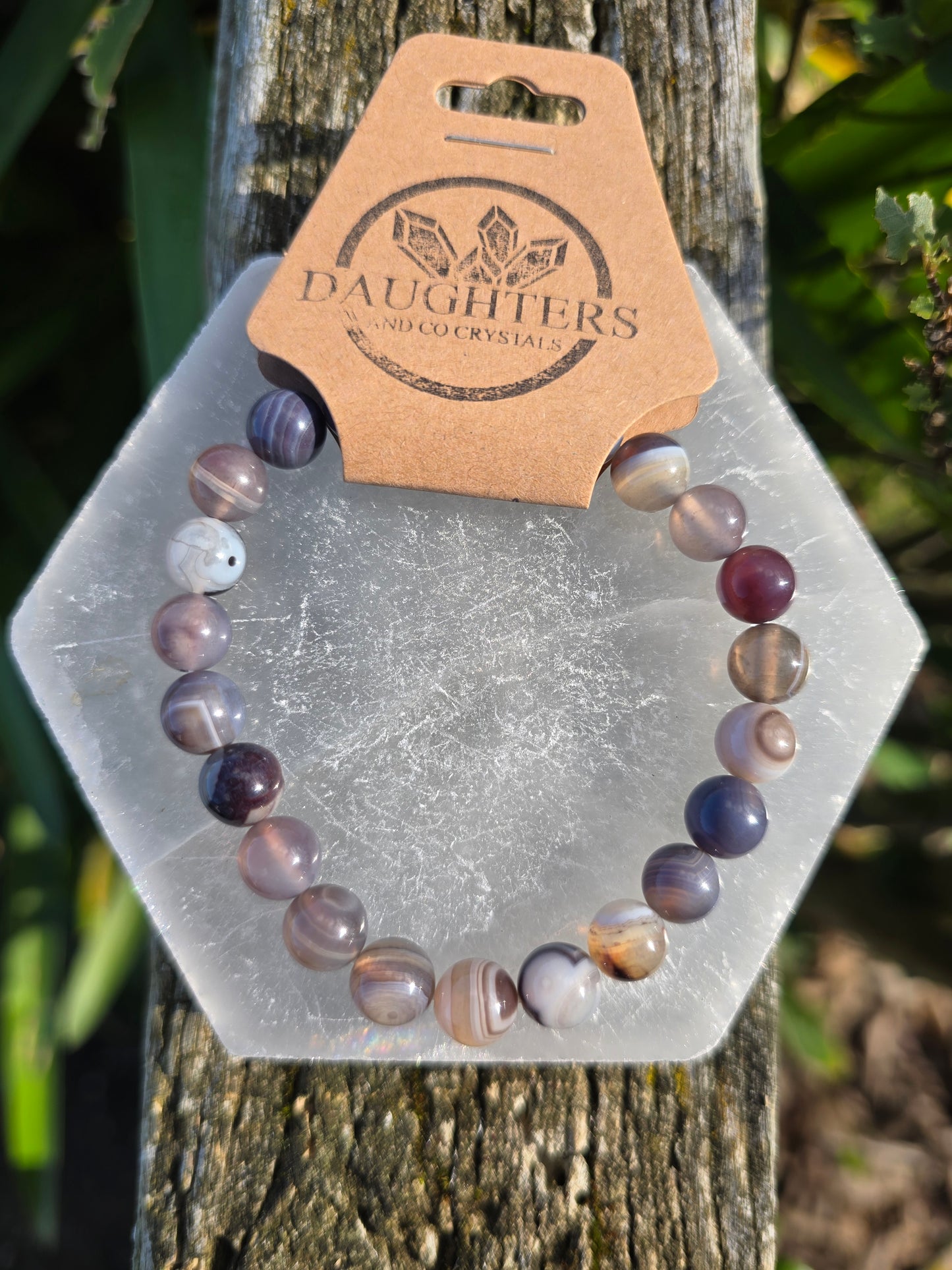 Banded Agate | Round Bead Bracelet 8 mm