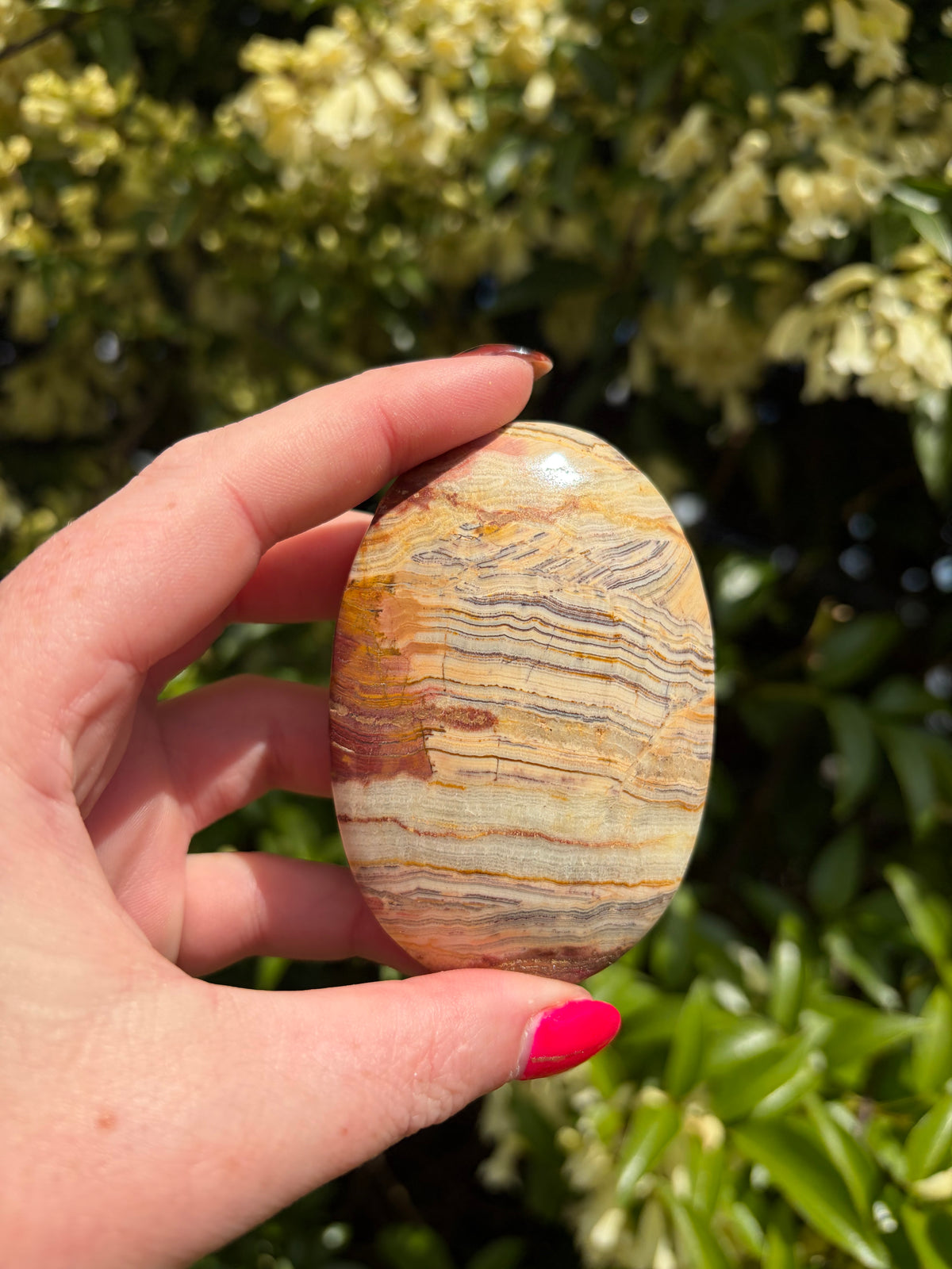 Banded Calcite Medium Palm Stone A