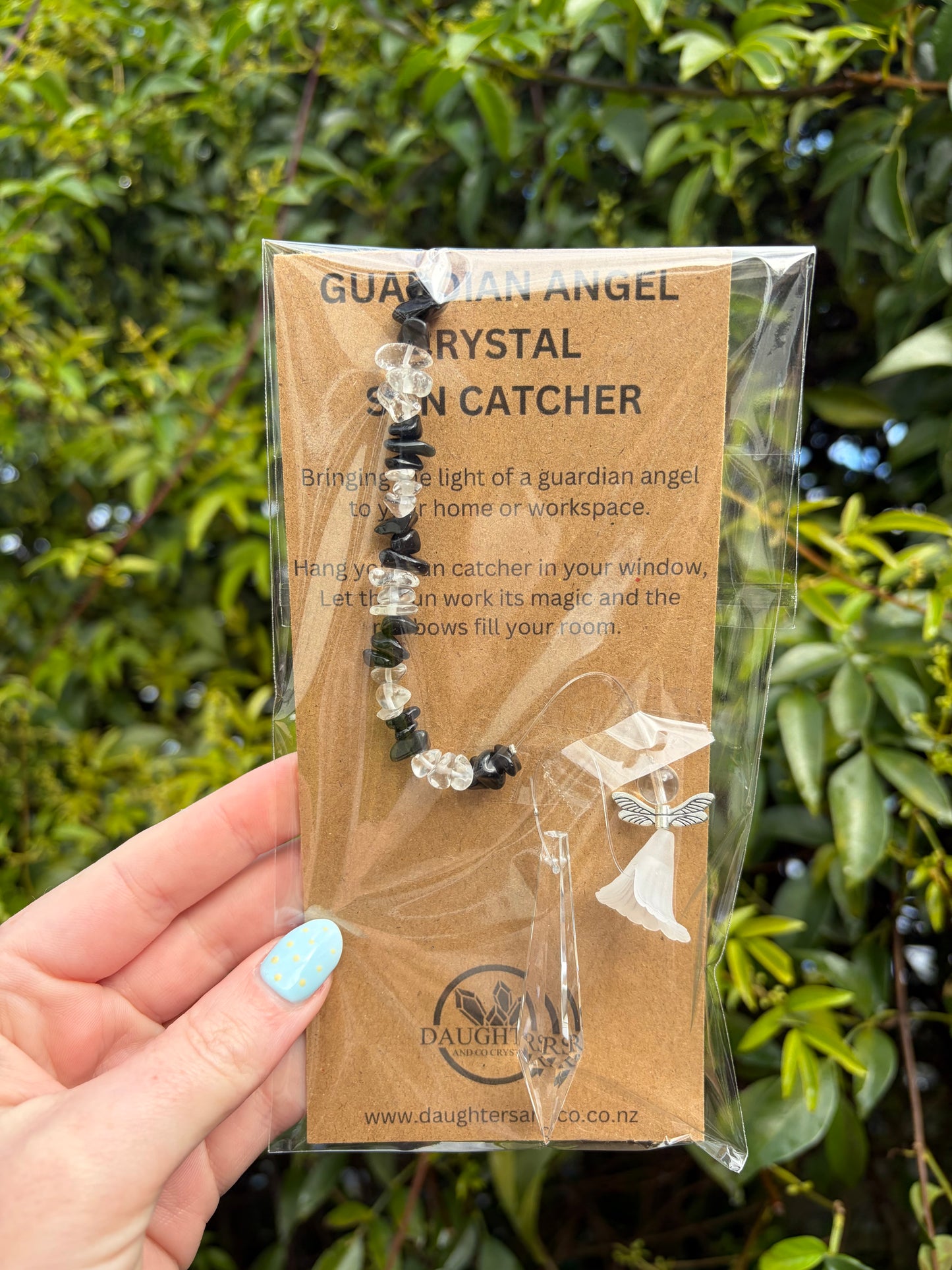 Black Obsidian & Clear Quartz | Guardian Angel Point Sun Catcher