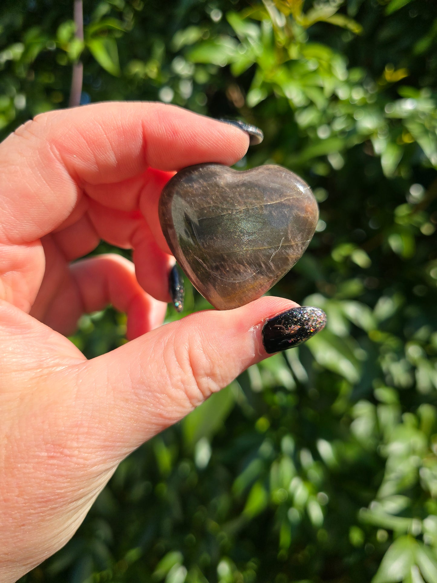Black Moonstone Small Heart
