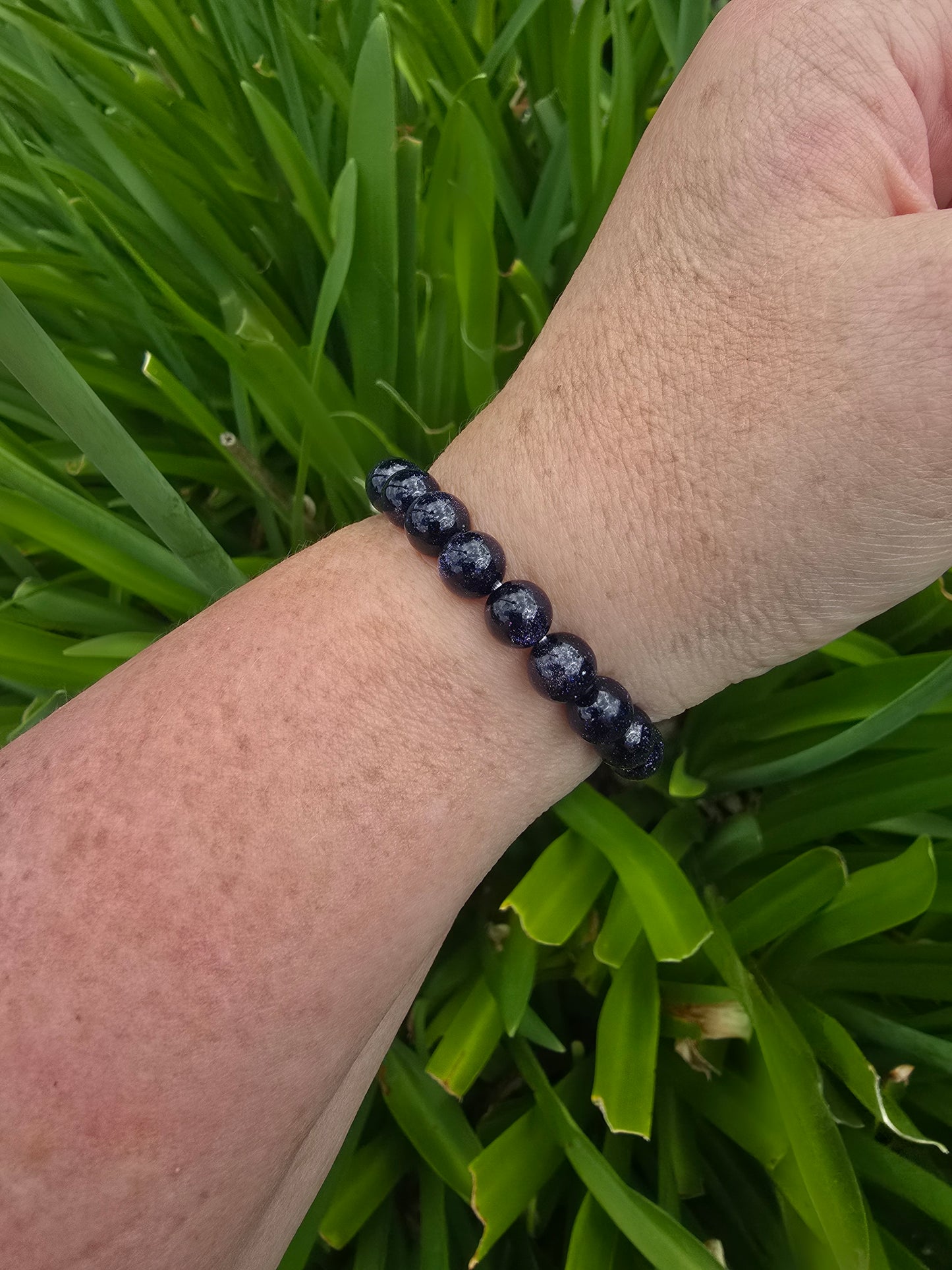 Blue Goldstone | Round Bead Bracelet