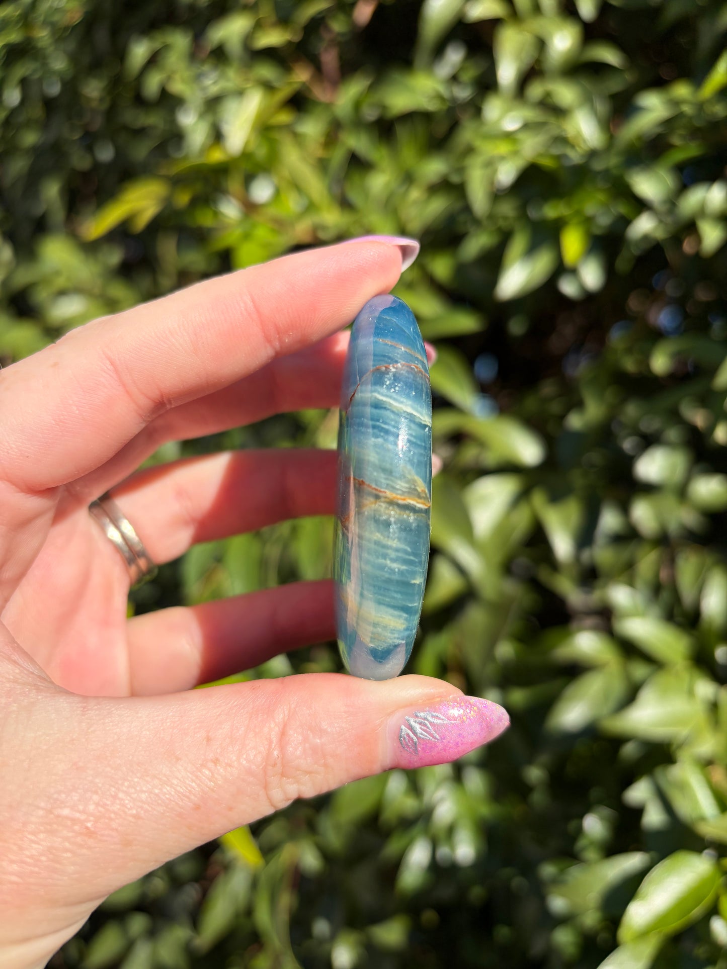 Blue Onyx Palm Stone B