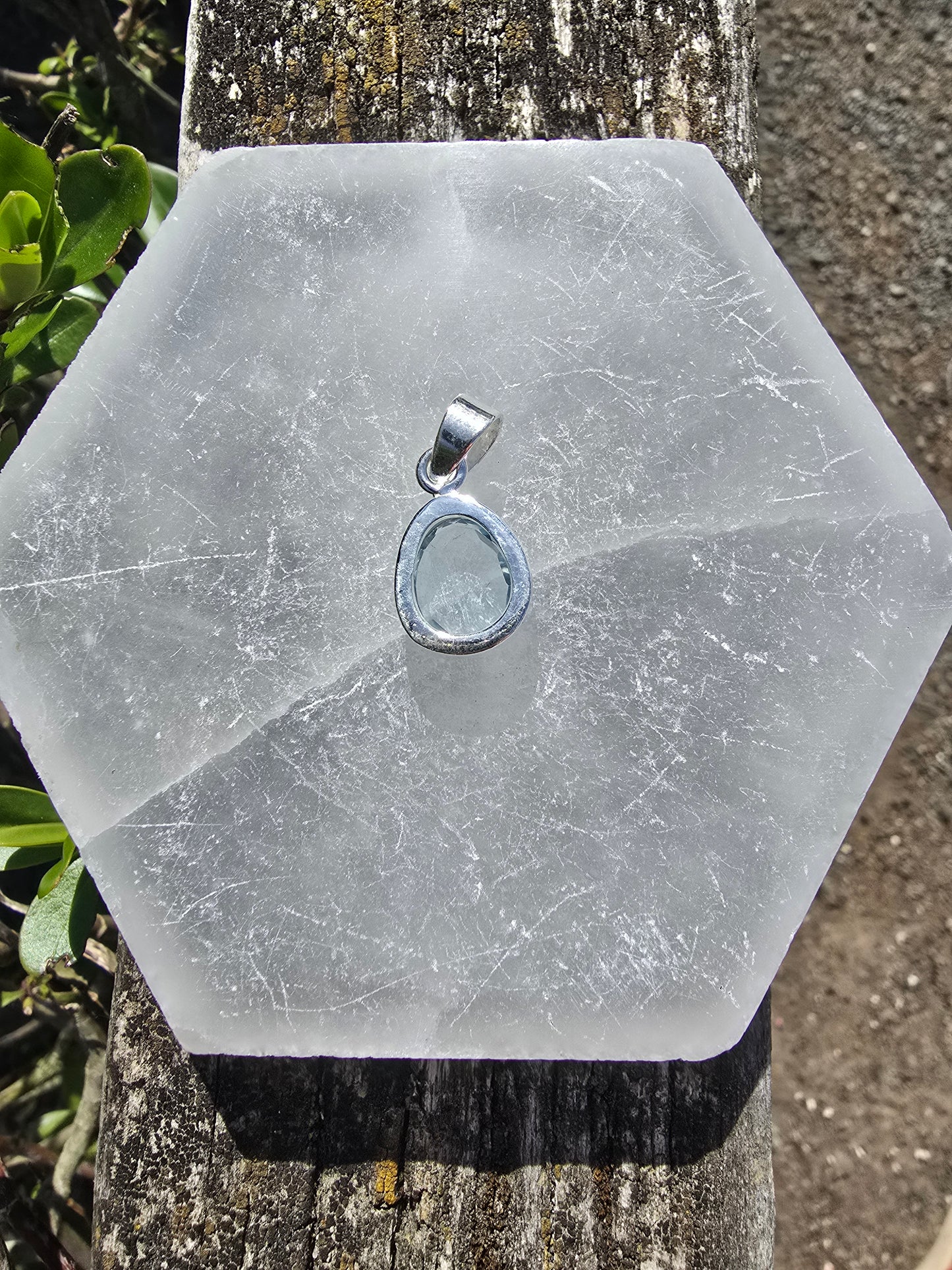 Blue Topaz | Rose Cut Sterling Silver Pendant E