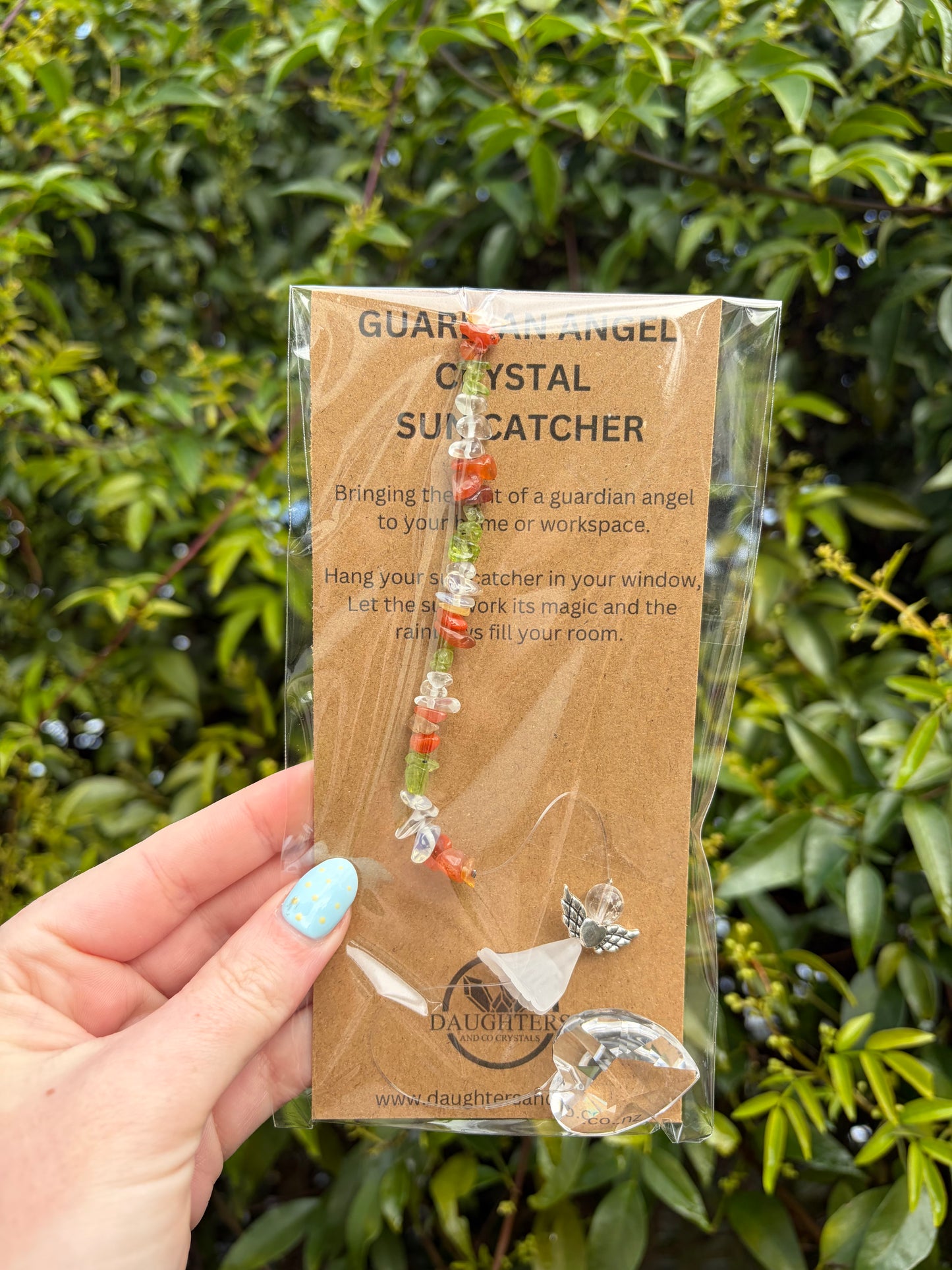 Carnelian, Peridot, Clear Quartz | Guardian Angel Heart Sun Catcher