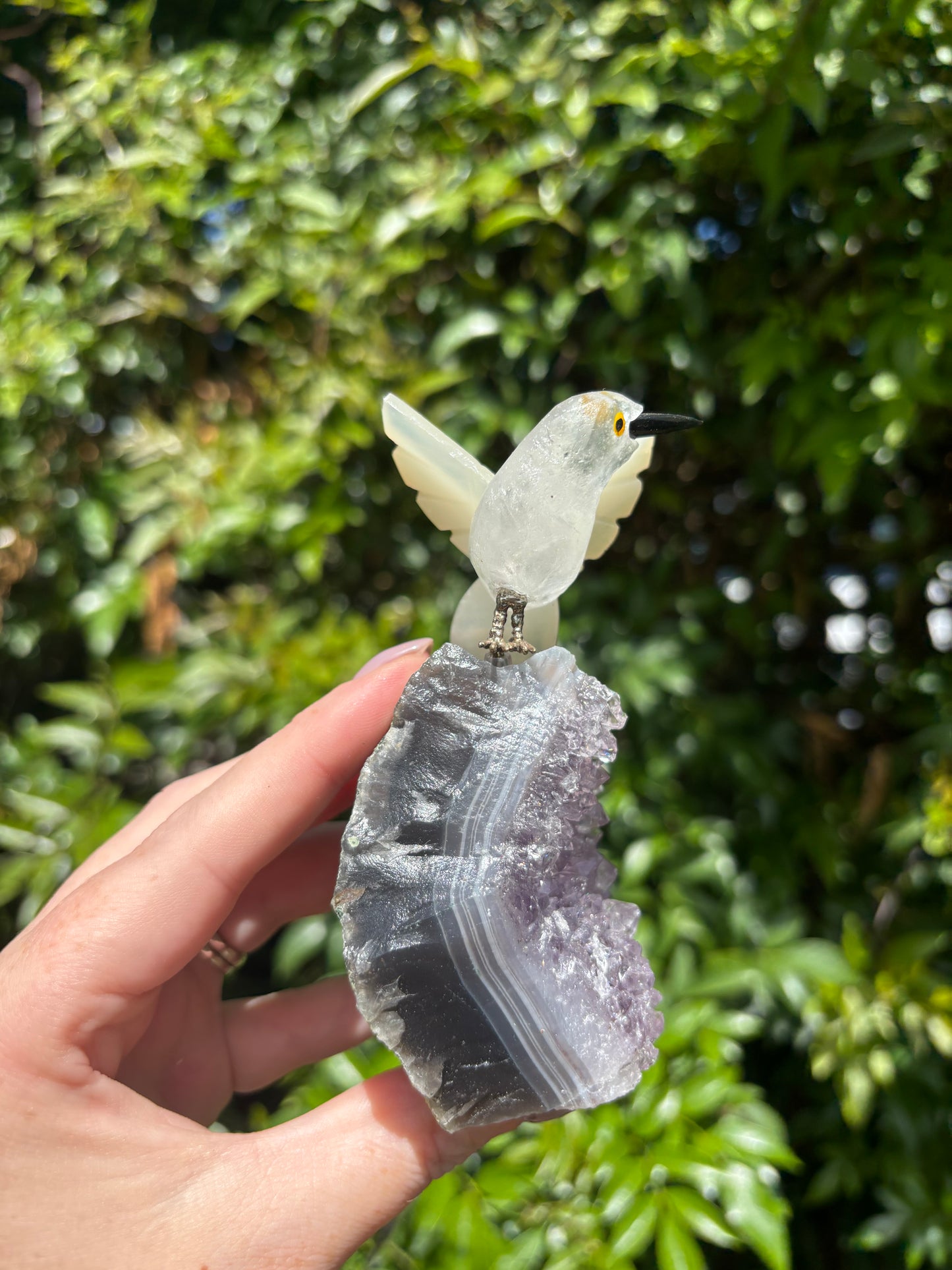 Clear Quartz & Calcite Humming Bird