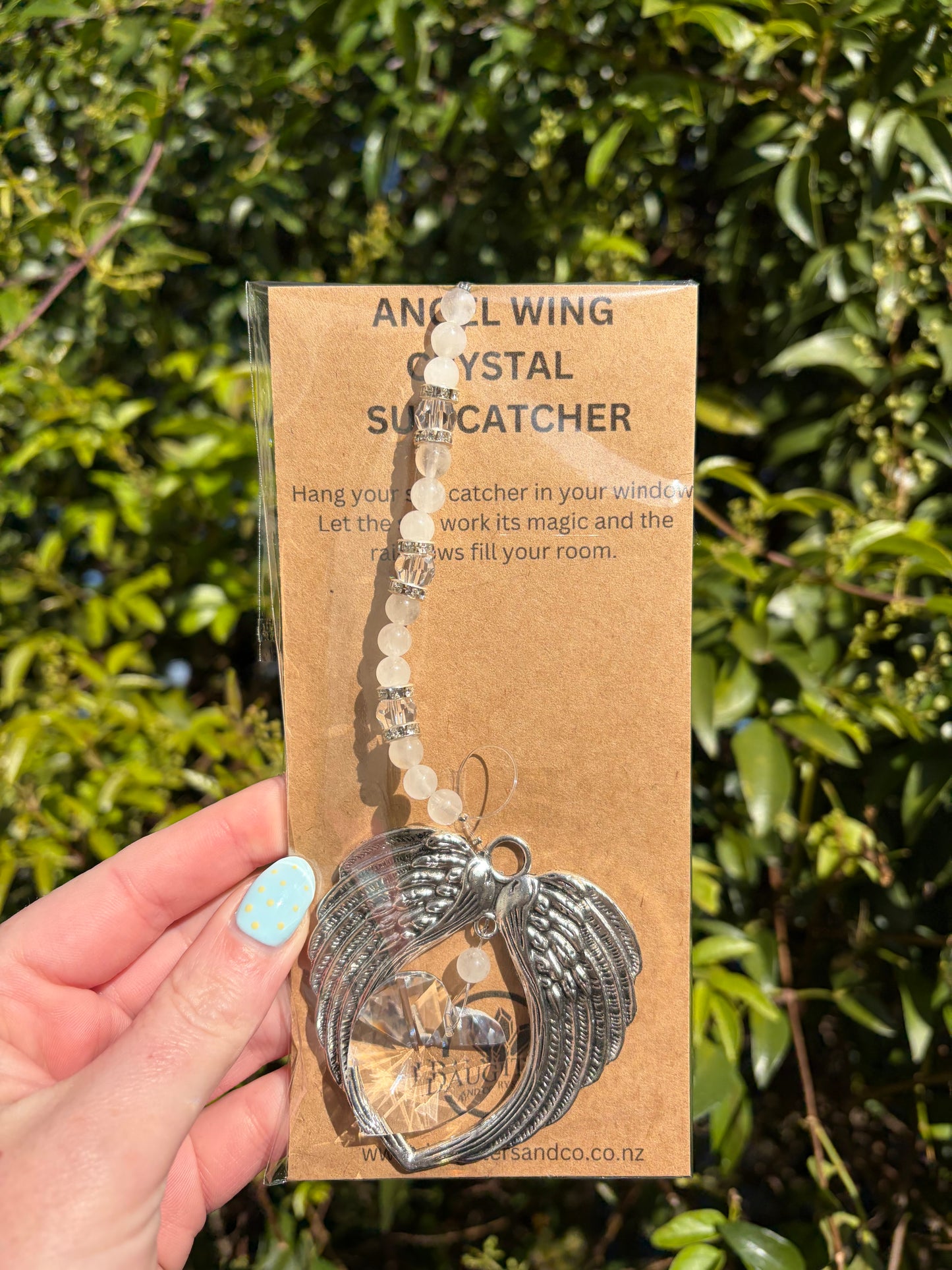 Clear Quartz | Angel Wing Heart Sun Catcher