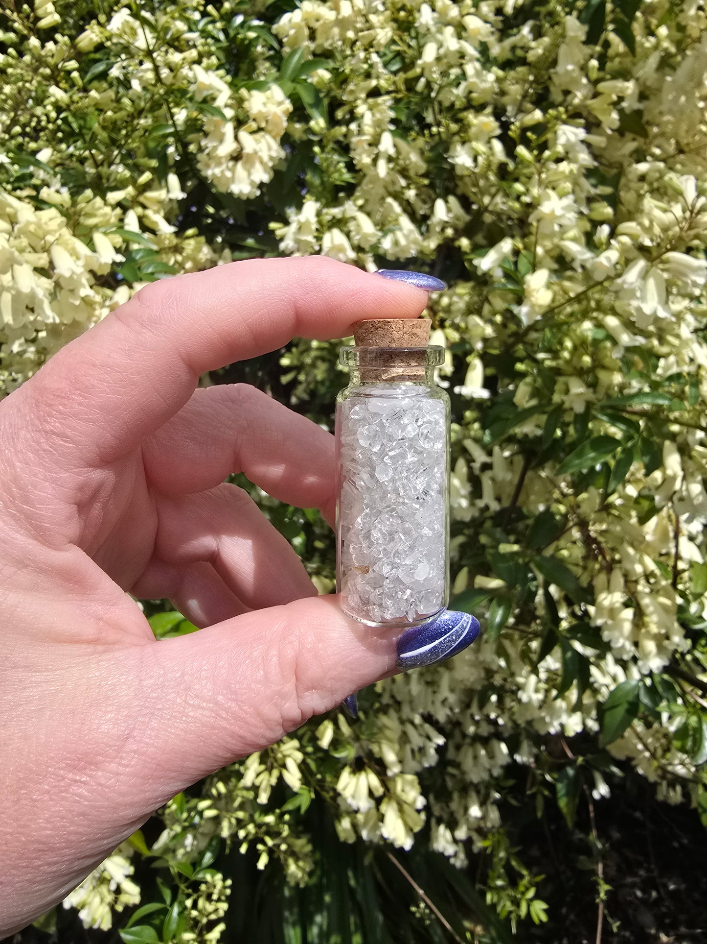 Clear Quartz Crystal Chip Bottle