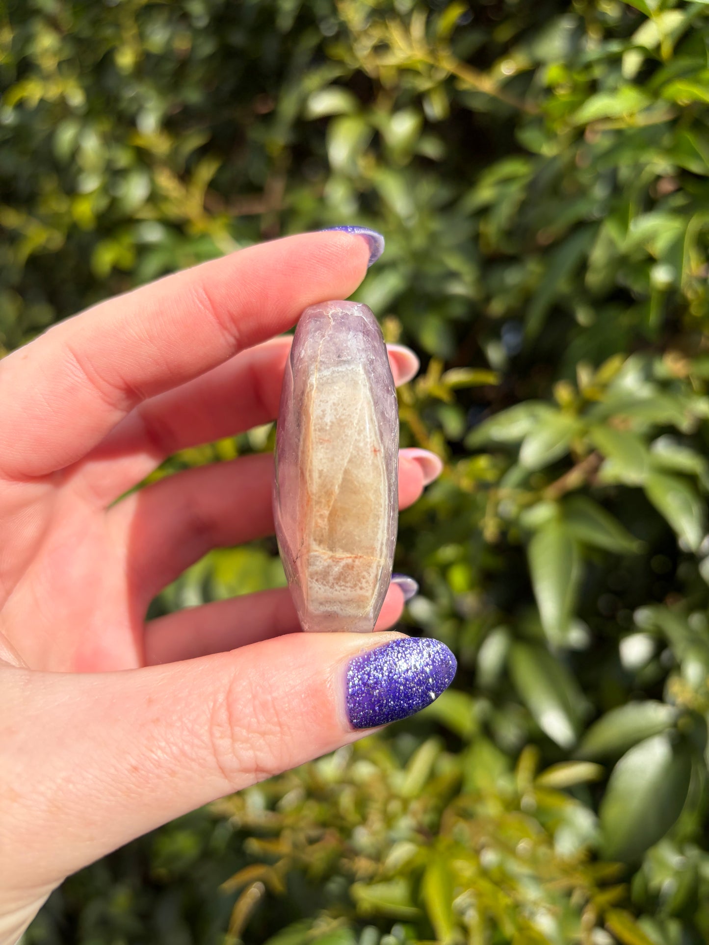 Crazy Lace Amethyst Palm Stone B