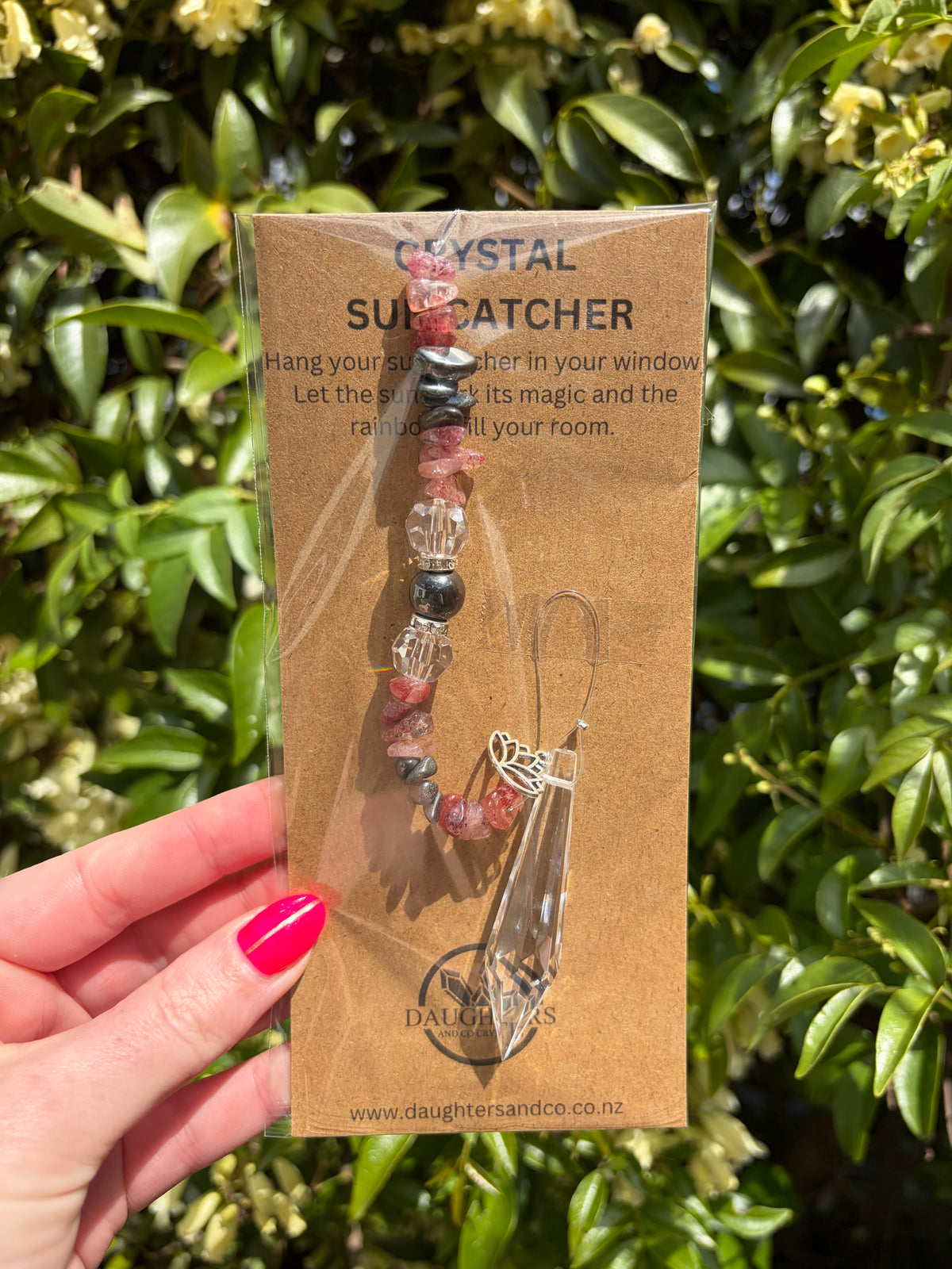 Strawberry Quartz & Hematite | Point Sun Catcher
