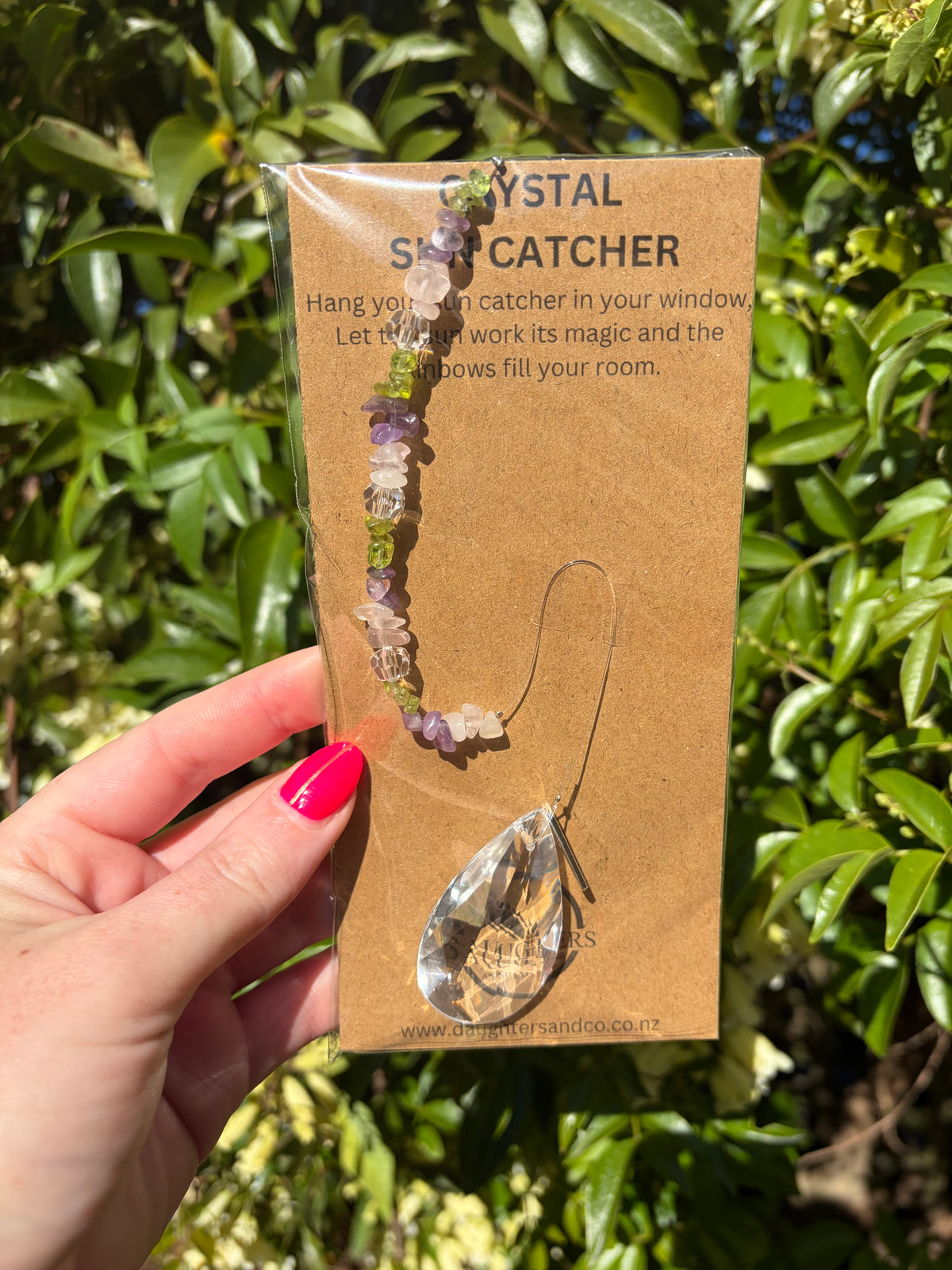 Peridot, Amethyst & Rose Quartz | Tear Drop Sun Catcher