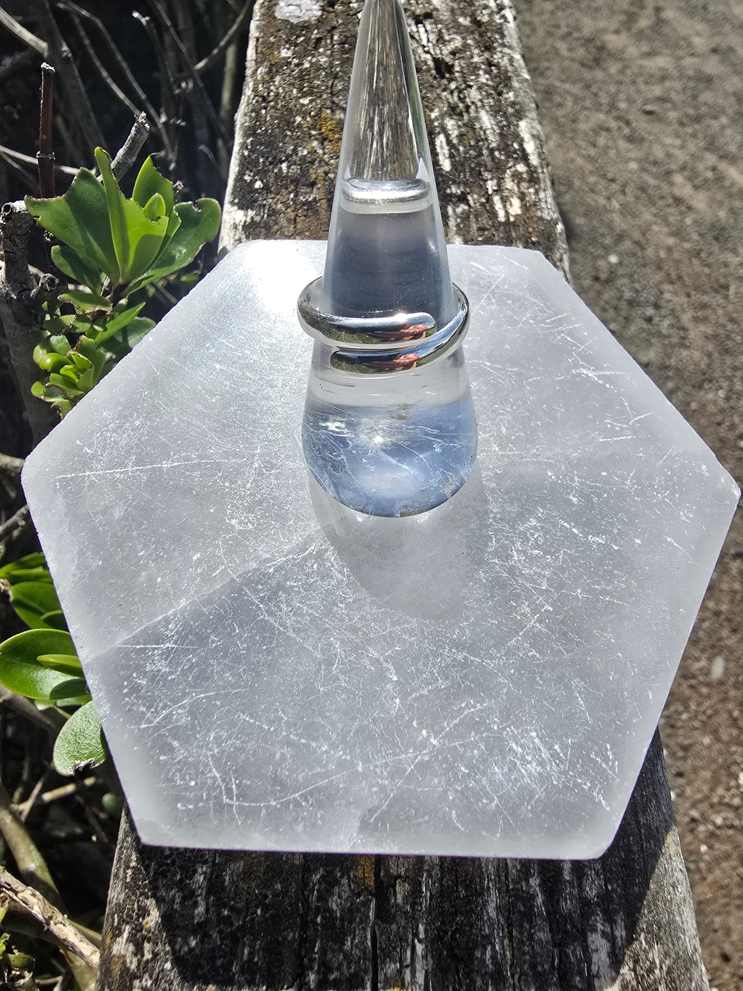 Dendritic Agate | Polished Sterling Silver Adjustable Ring B