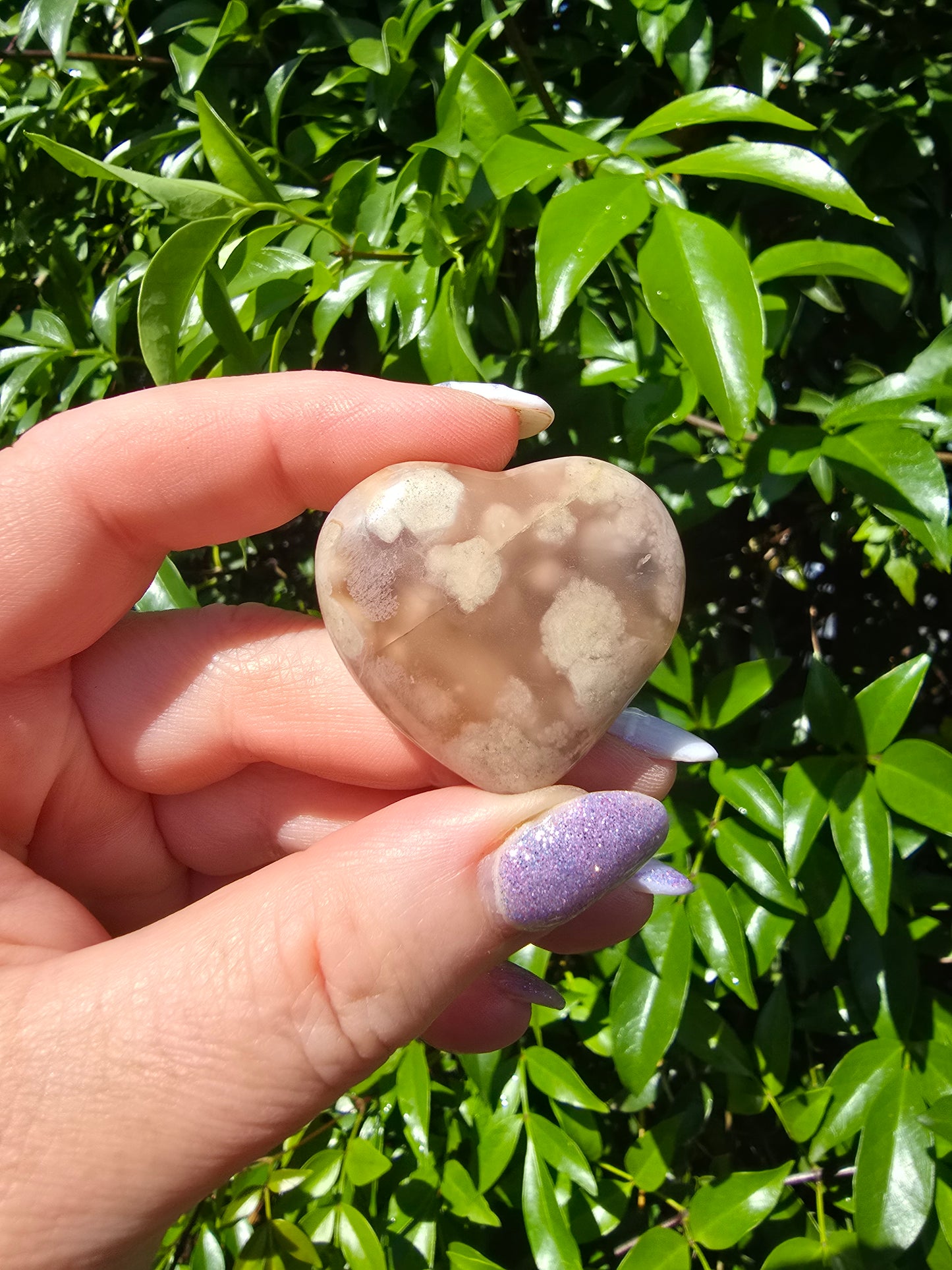 Flower Agate Small Heart
