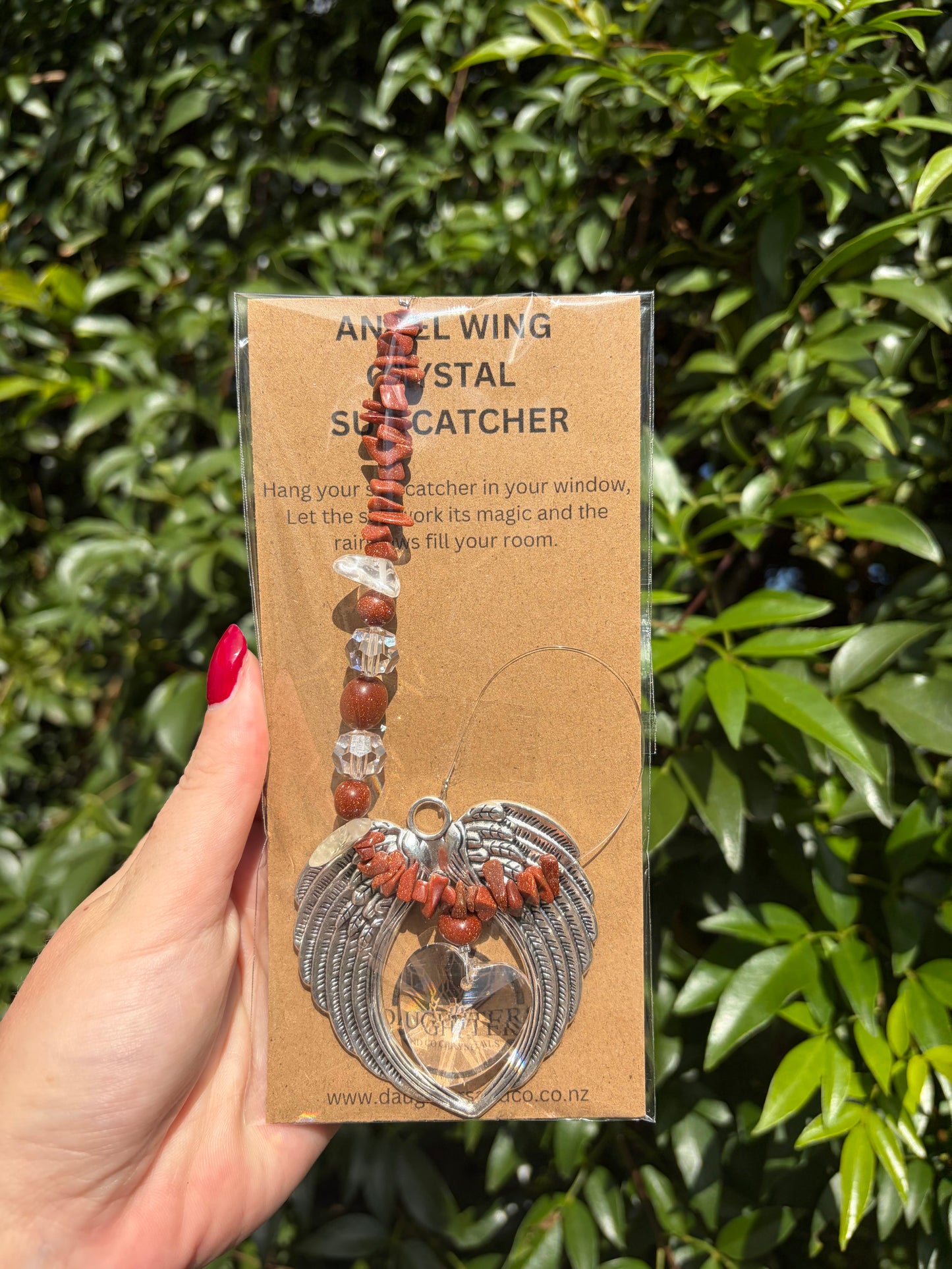 Goldstone | Angel Wing Heart Sun Catcher