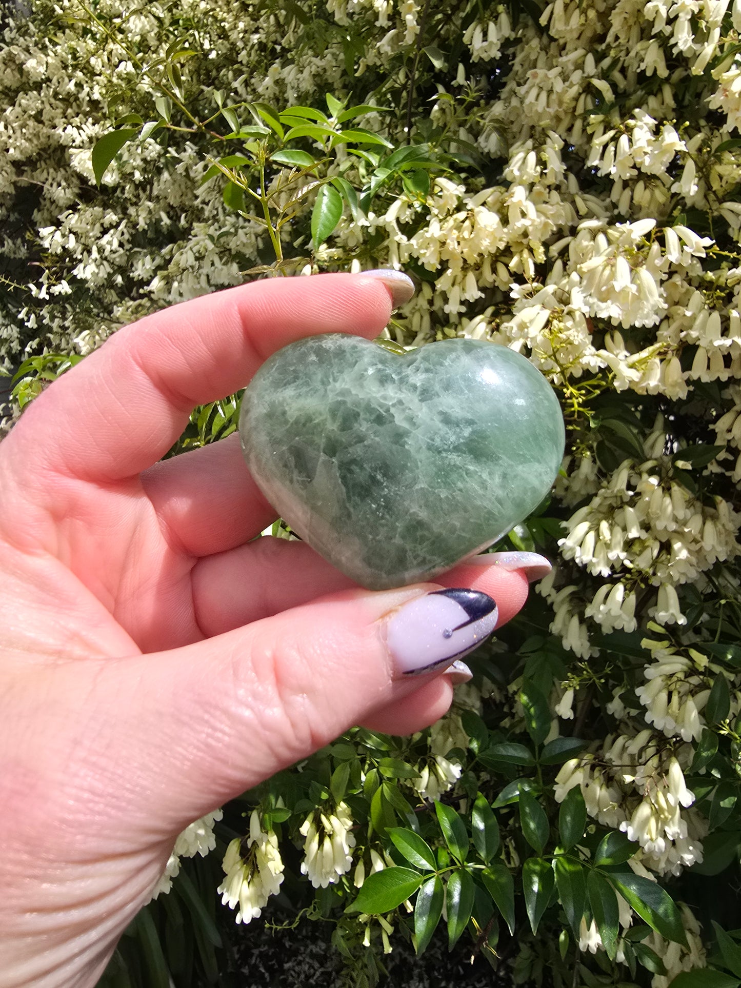 Green Fluorite Polished Heart