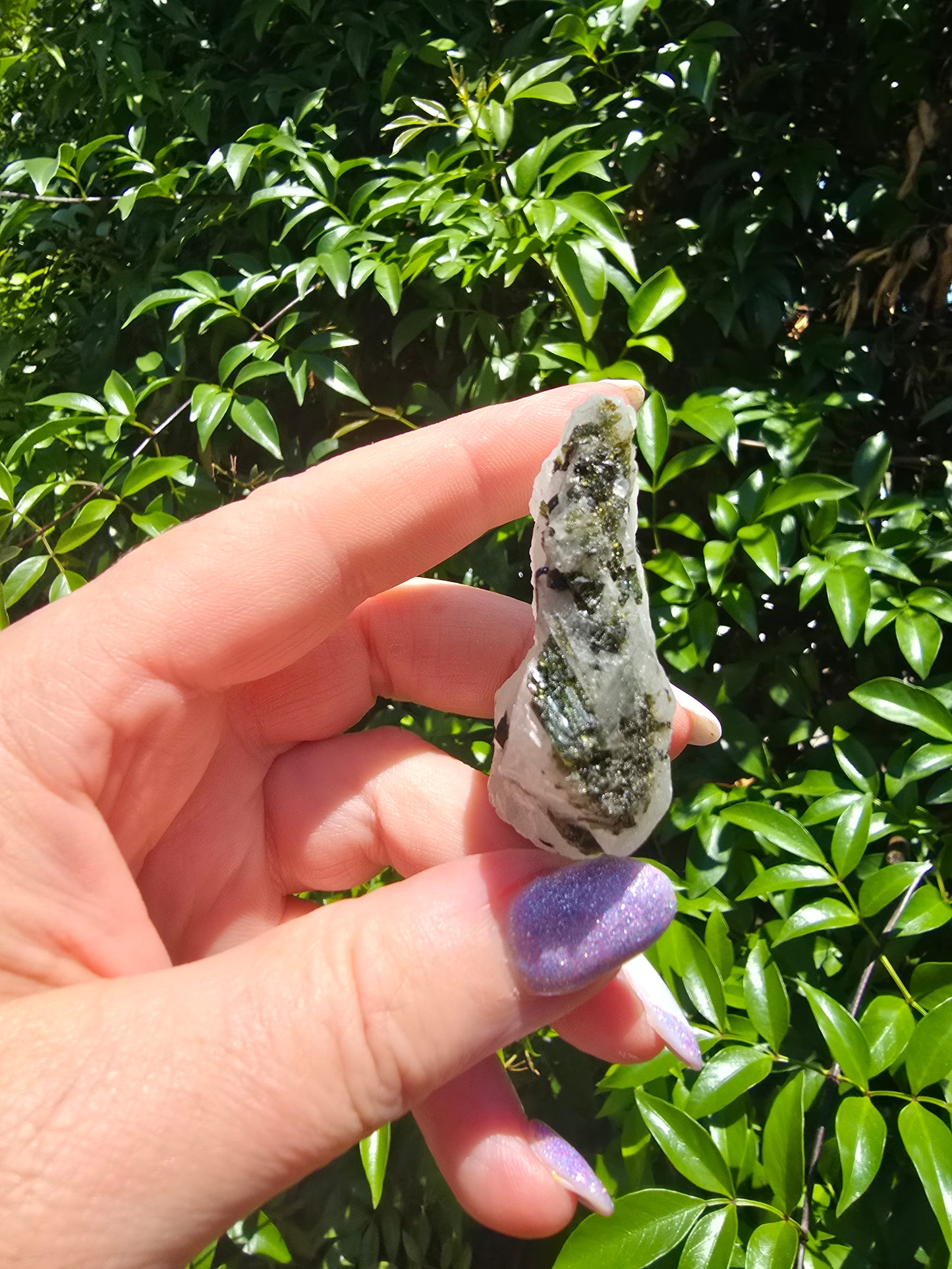 Green Tourmaline In Quartz Rough Piece J