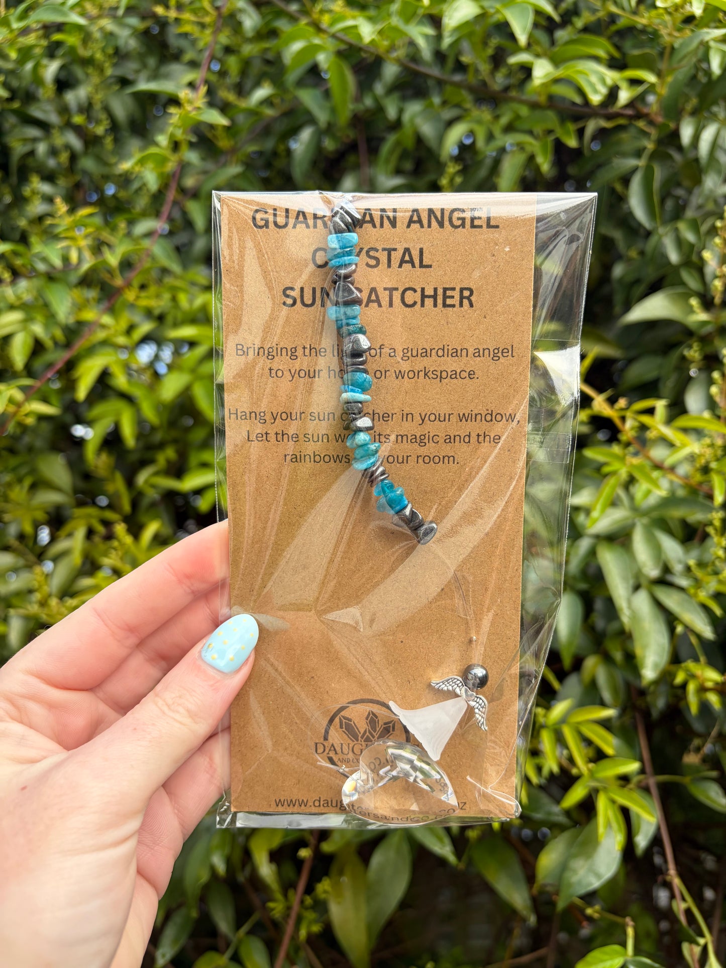 Hematite & Apatite | Guardian Angel Heart Sun Catcher