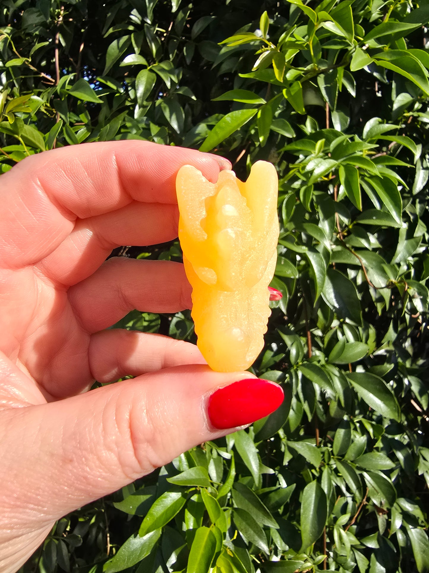 Orange Calcite Dragon Head Skull