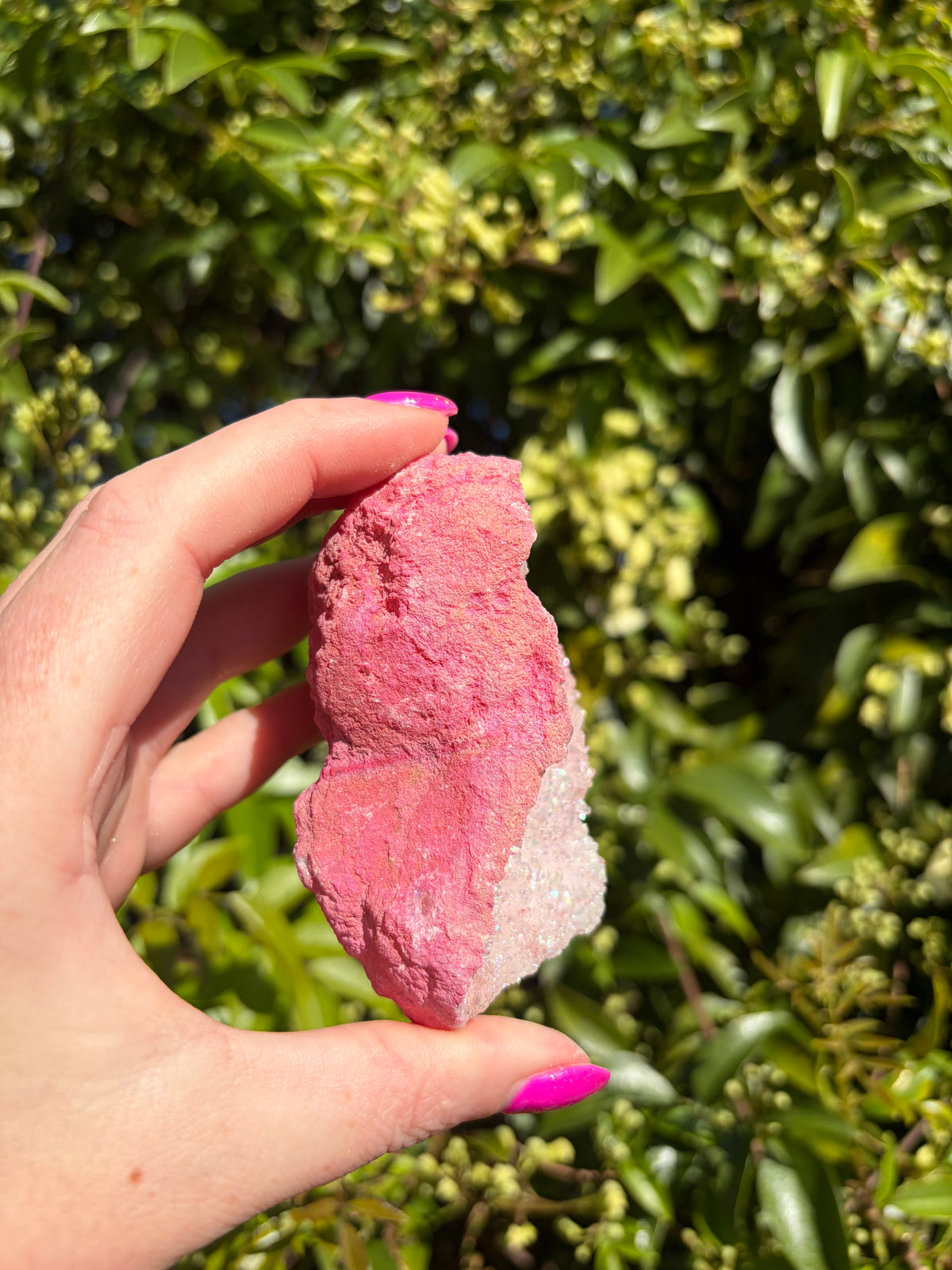 Pink Aura Quartz Cluster A