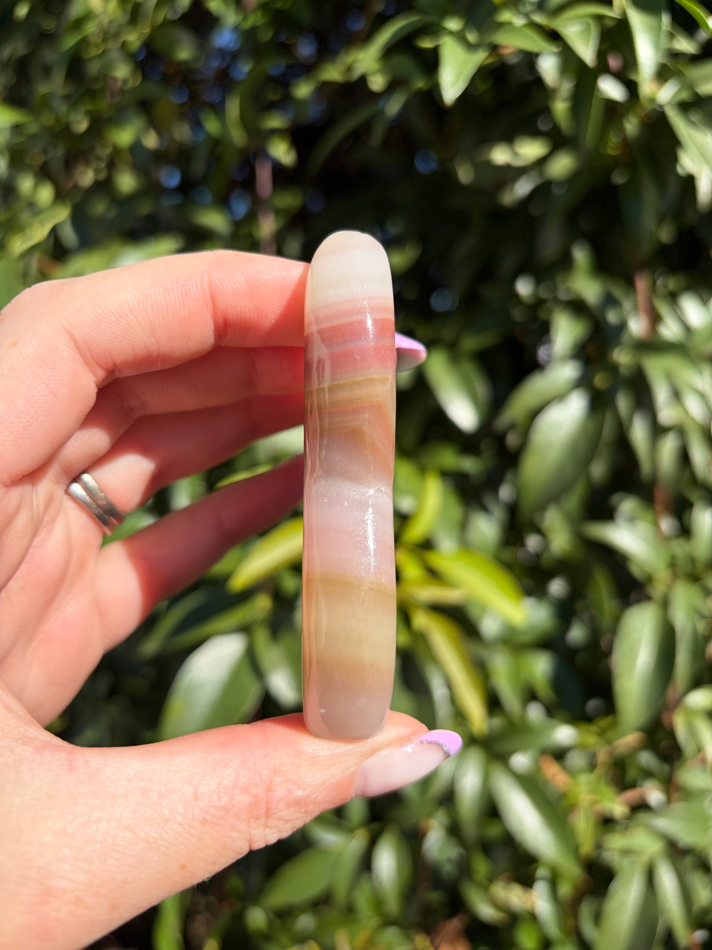 Pink Banded Calcite Mermaid Tail B
