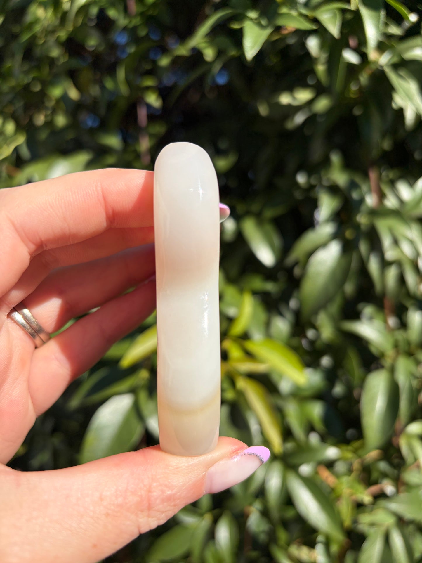 Pink Banded Calcite Mermaid Tail C